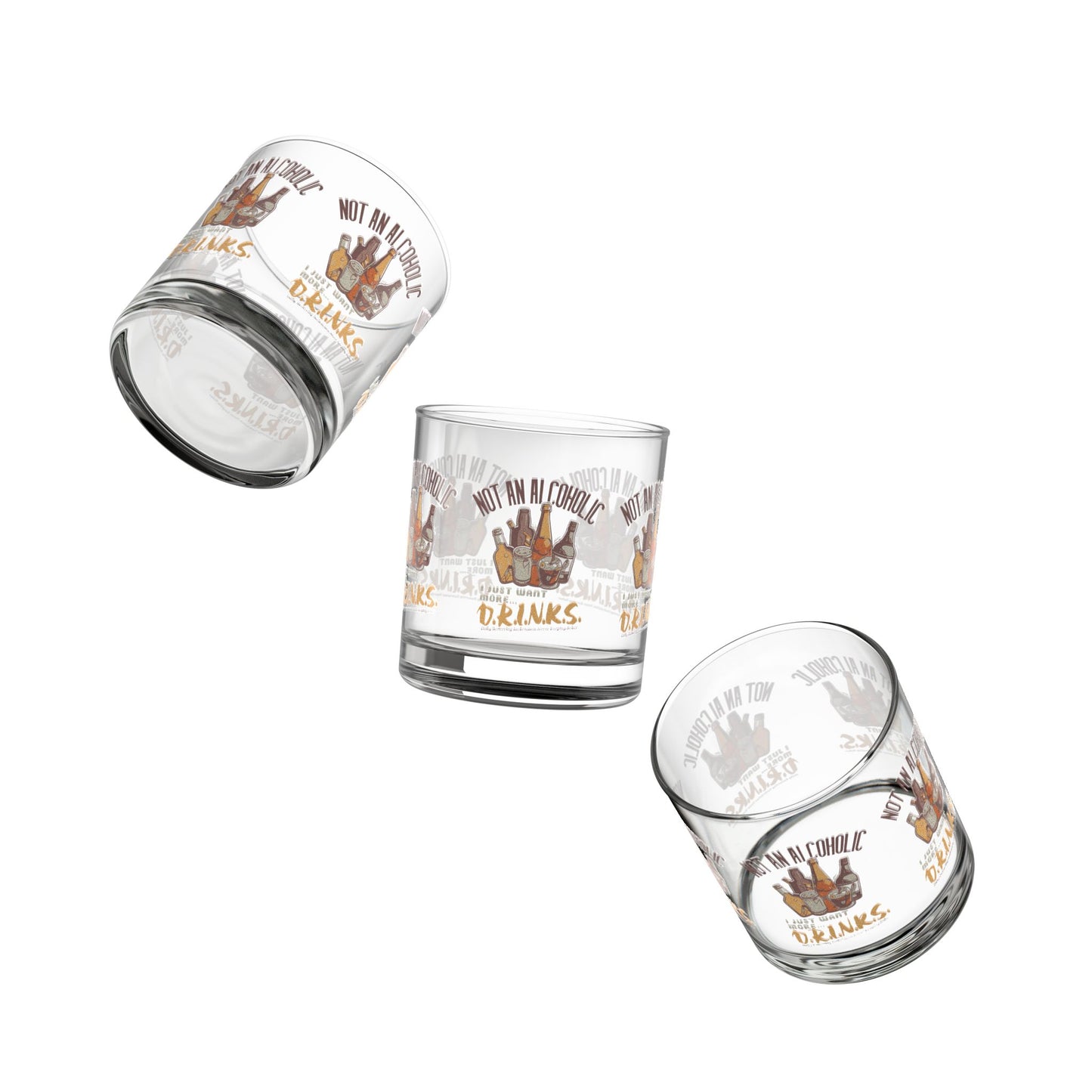 Not An Alcoholic D.R.I.N.K.S. Funny Rocks Glass, Gift for Friends, Humorous Barware, Unique Home Decor