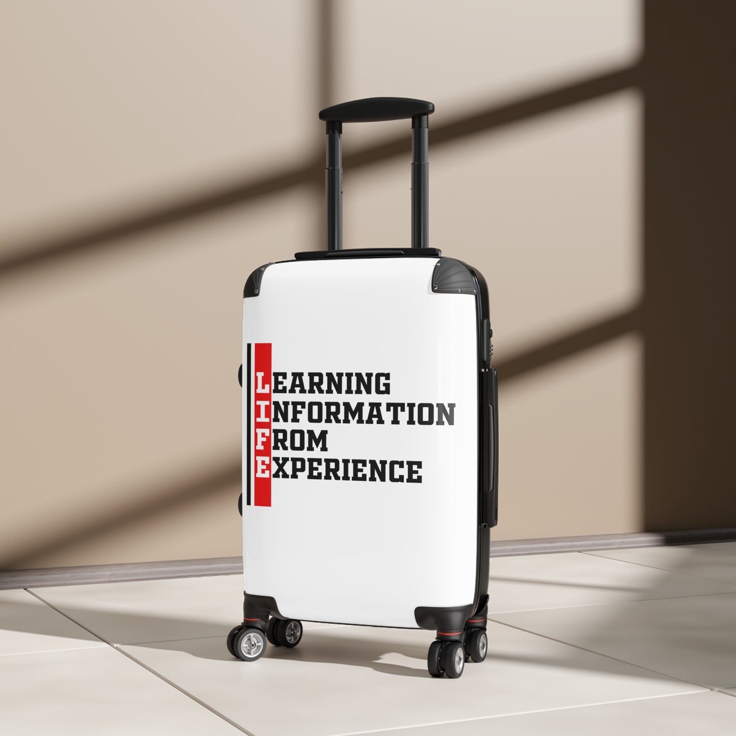 L.I.F.E (Learning Information From Experience) Inspirational Suitcase for Travelers, Durable Luggage for Life Experiences, Travel Accessories, Perfect Graduation Gift, Adventure Ready