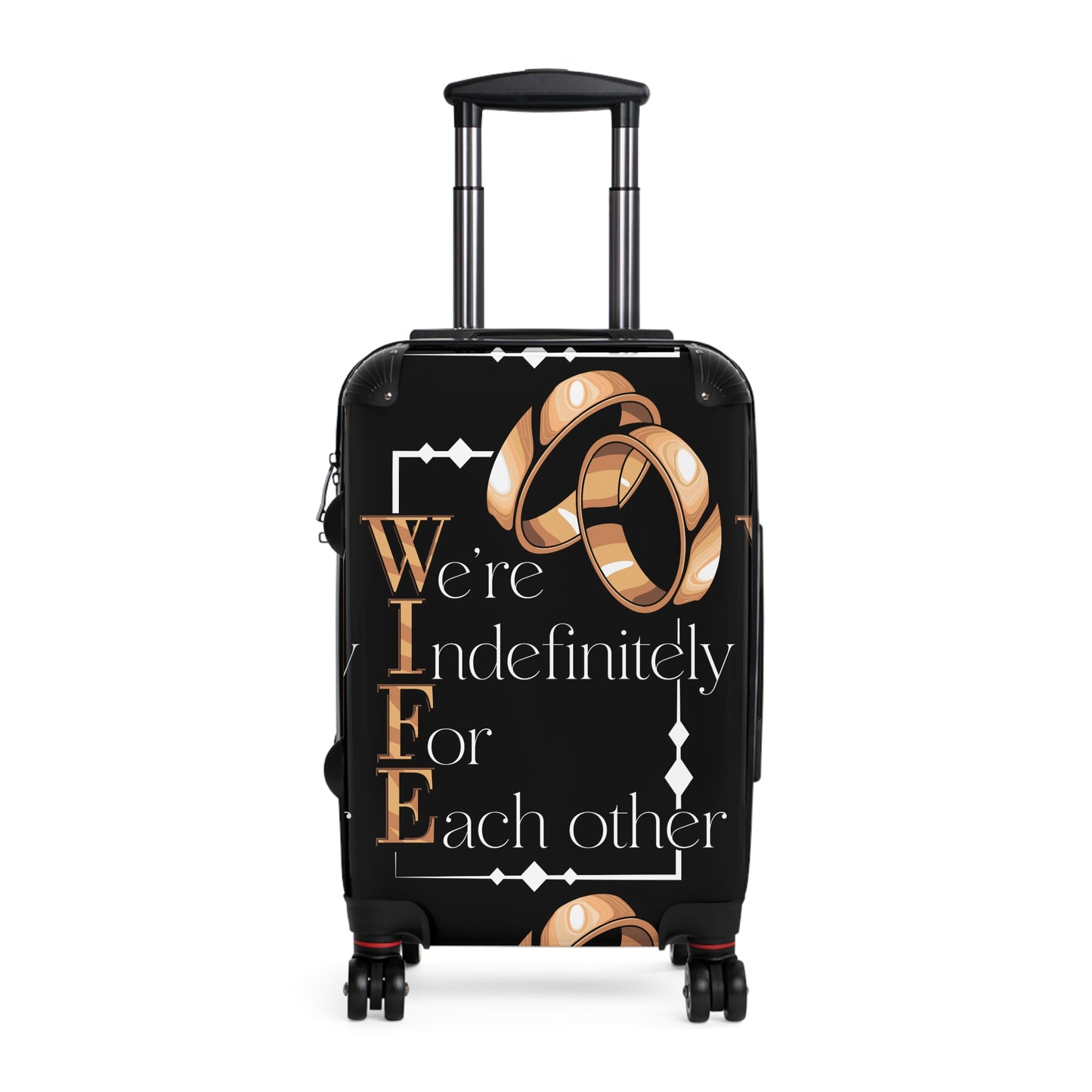 W.I.F.E. Elegant Wedding Suitcase with Rings Design, Travel Luggage, Bride's Gift, Honeymoon, Couple's Travel Bag, Newlywed Suitcase