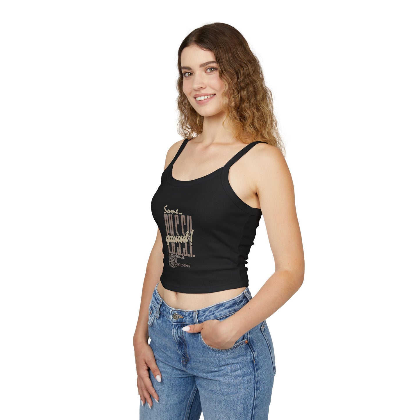 GUUD P.U.S.S.Y. Fun Graphic Tank Top for Women - Summer Style, Casual Wear, Trendy Spaghetti Strap