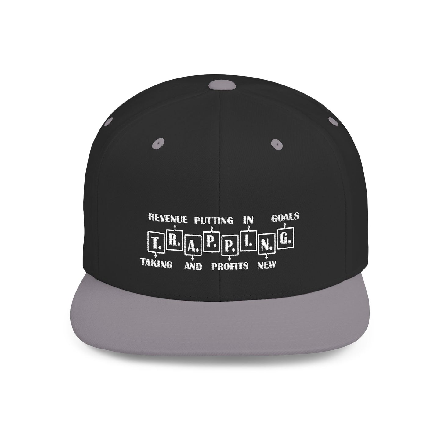 T.R.A.P.P.I.N.G. Motivational Snapback Hat for Goal Getters, Trapping Goals Cap