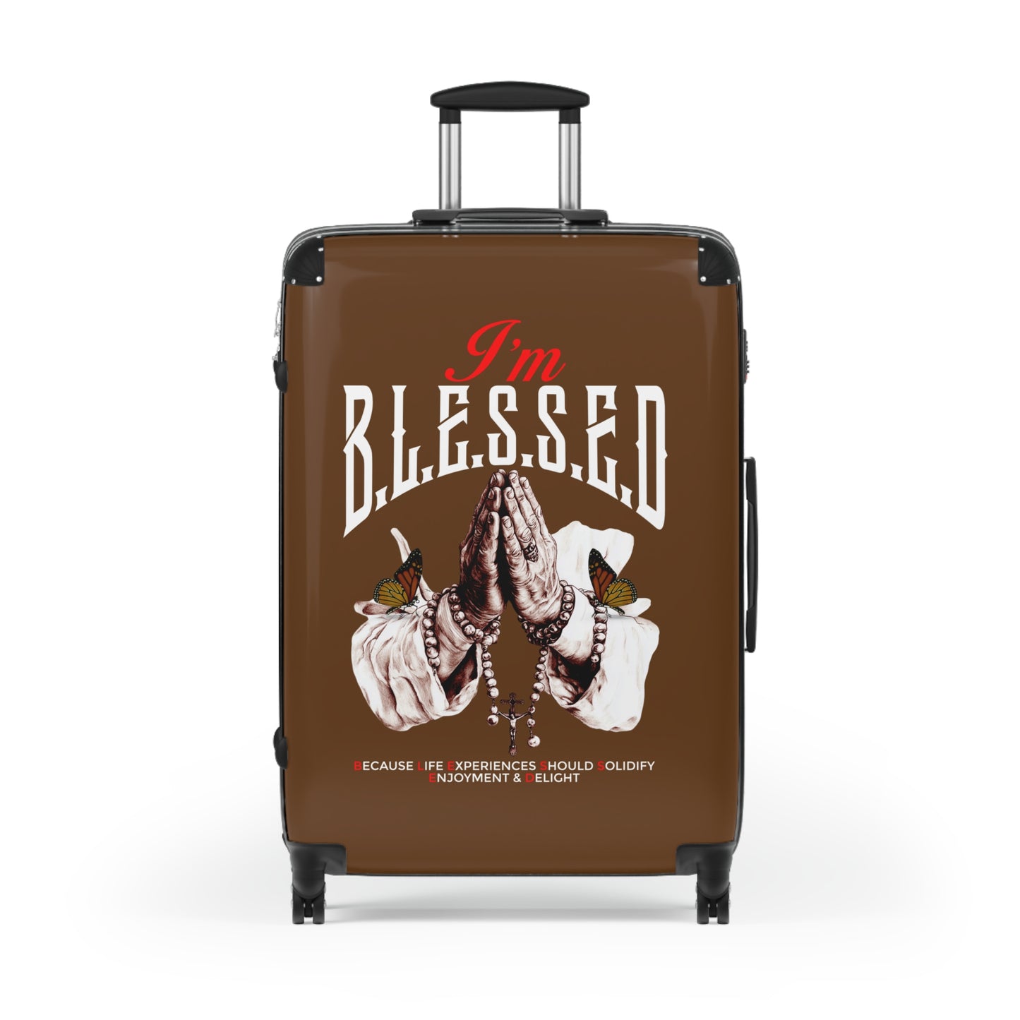Blessed Suitcase - Travel Luggage, Inspirational Bag, Unique Gift for Travelers, Blessed Quote Design, Airport Ready
