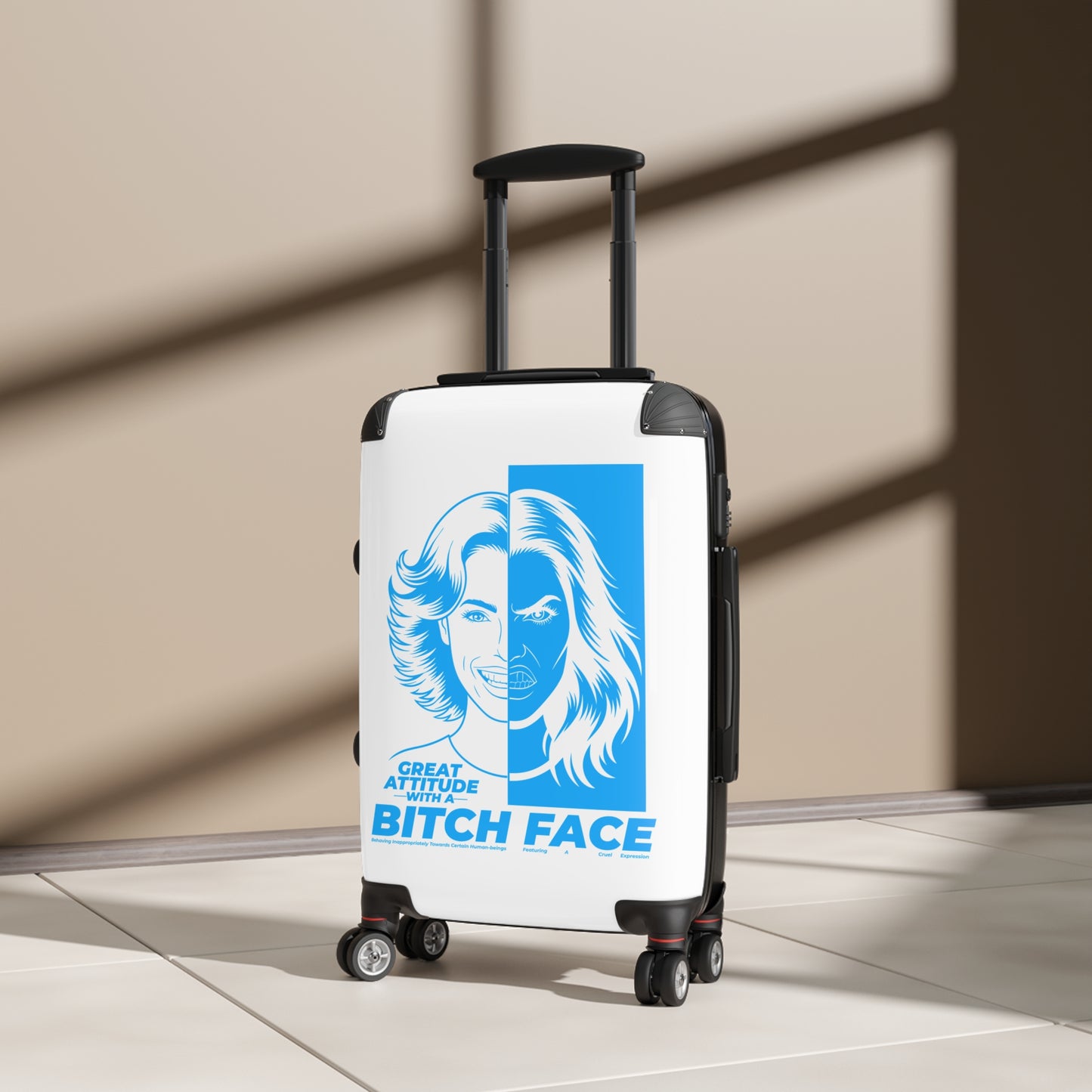 Resting Bitch Face Suitcase, Trendy Luggage, Stylish Travel Bag, Vacation Gear, Gift for Travelers, Fun Travel Accessory