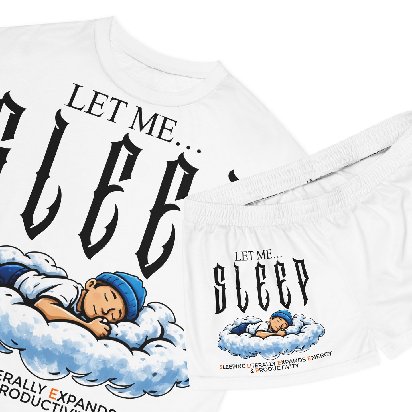 Let Me Sleep Women's Pajama Set – Cute Cloud Sleep Graphic Shorts Set
