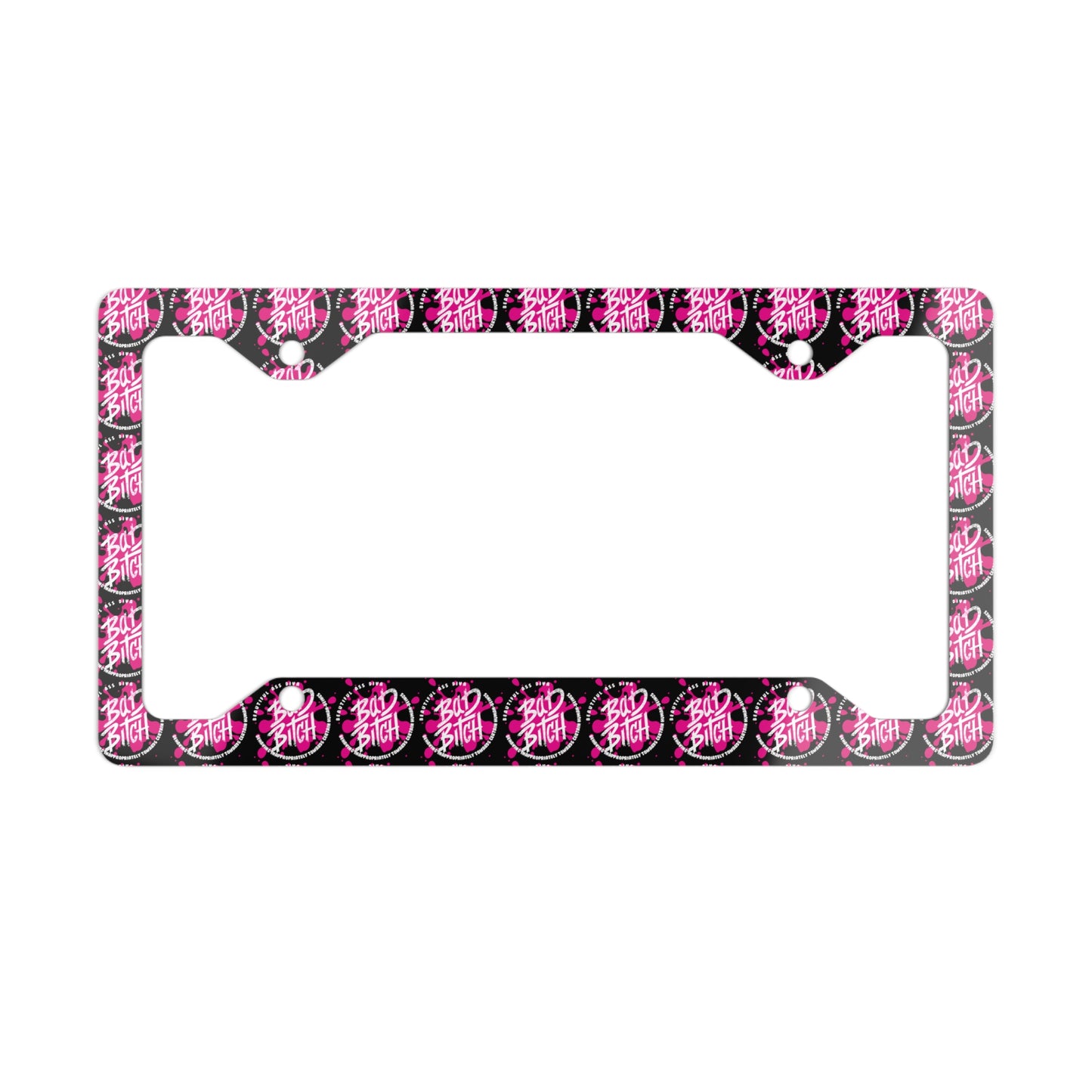 B.A.D. B.I.T.C.H. Metal License Plate Frame — Slim Decorative Car Trim
