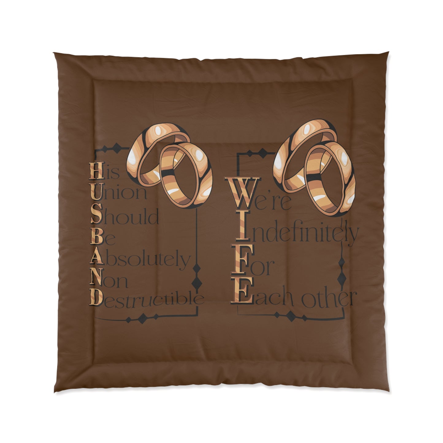 H.U.S.B.A.N.D. W.I.F.E. Comforter, Wedding Gift Bedding Set, Anniversary Home Decor, Couple's Blanket, Personalized Love Comforter