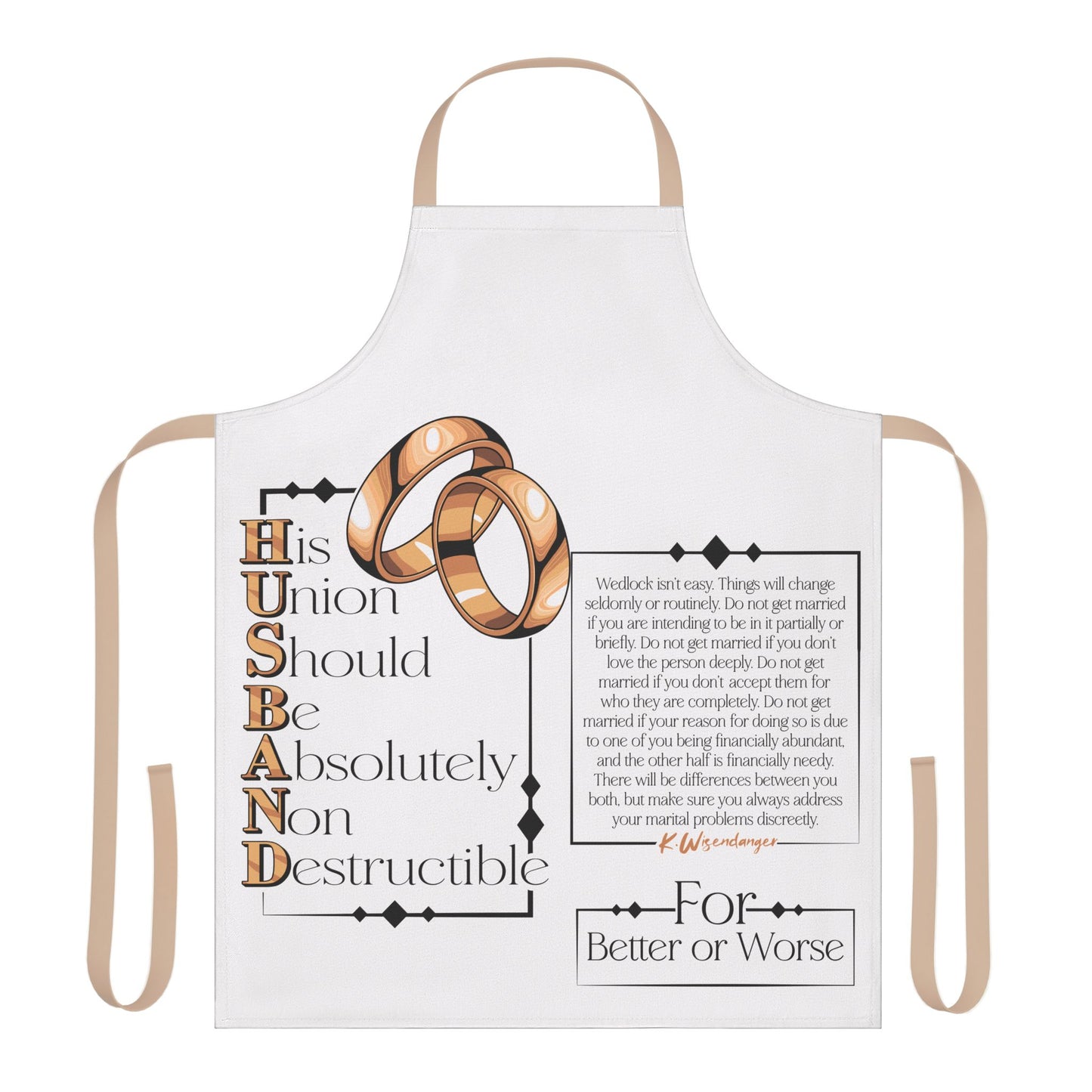 Premium Wedding Vows Apron — "His Union Should Be Absolutely Non Destructible" Decorative Cooking Apron