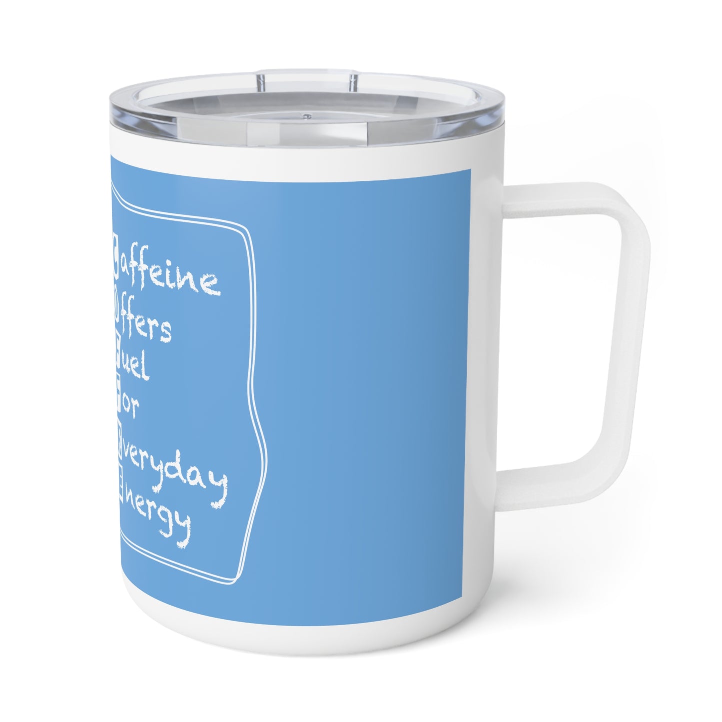 C.O.F.F.E.E. (Caffeine Offers Fuel For Everyday Energy) Lovers Insulated Mug, 10oz – Fun Caffeine Fuel Design, Perfect for Gifts, Everyday Use