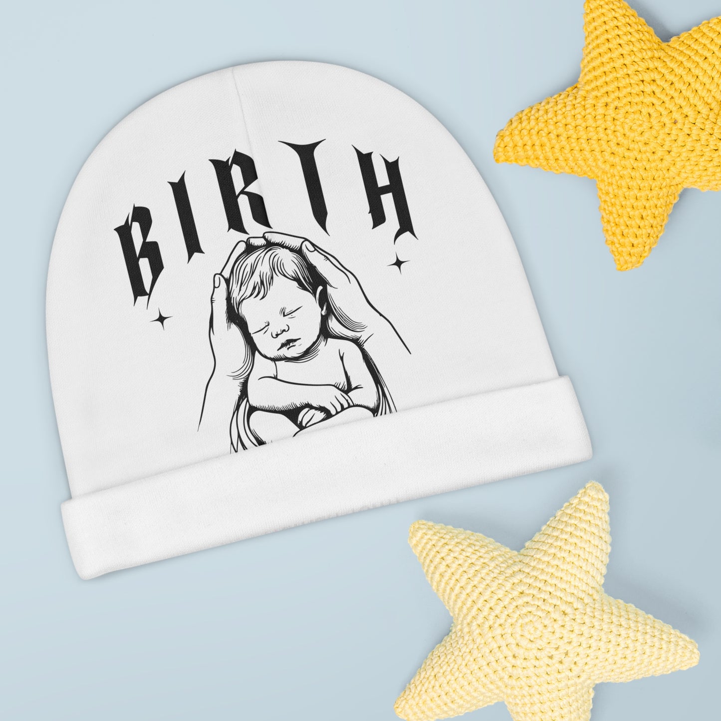 Baby Beanie with B.I.R.T.H. (Born Into Reality Through Human-Form)  Design - Perfect for Newborns, Baby Showers, and Photography Prop, Infant Cap, New Baby Gift, Cute Baby Hat