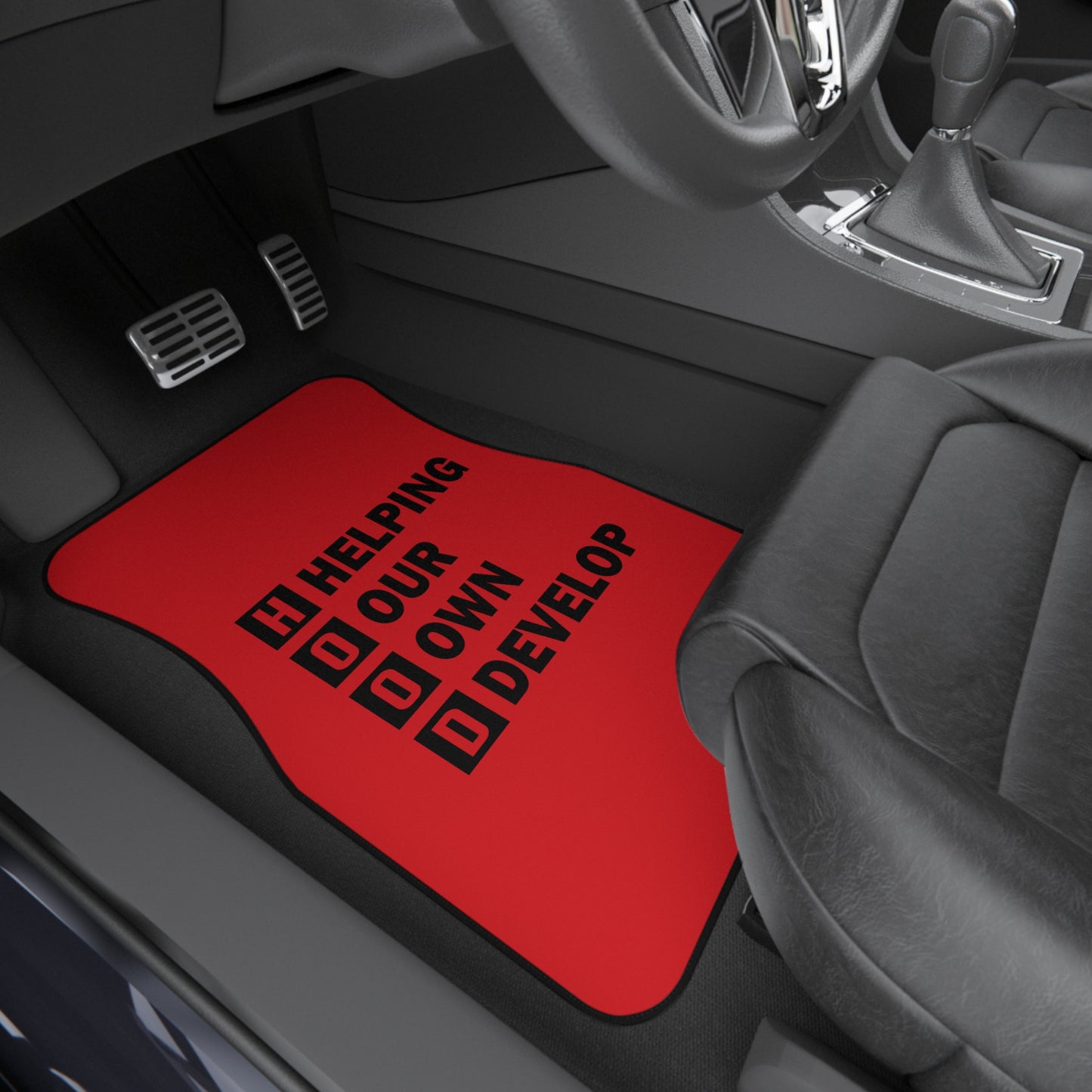 Car Mats — Red "H.O.O.D. Helping Our Own Develop" Floor Mat Set (4-Piece)