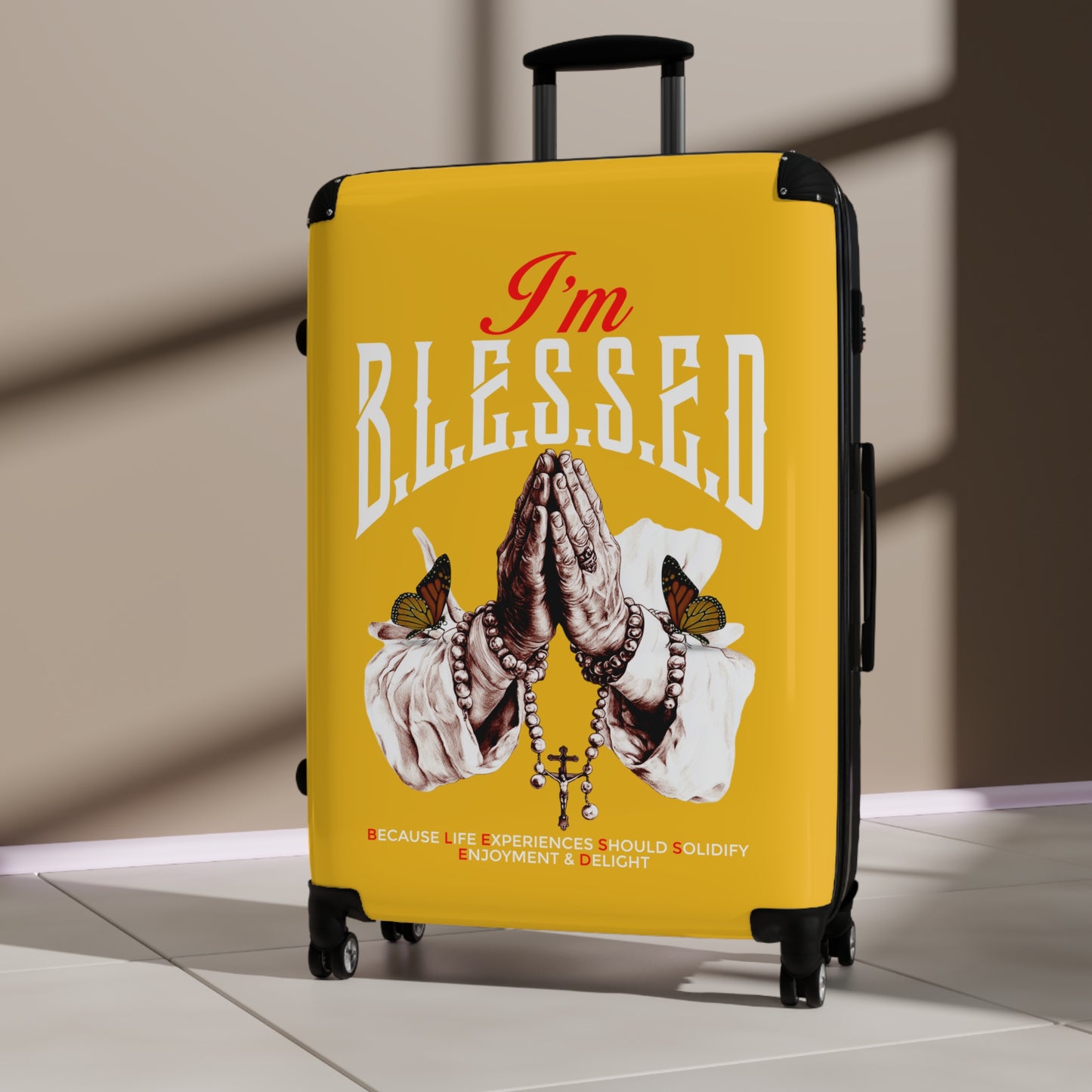Blessed Travel Suitcase - Stylish Luggage with Inspirational Design, Carry-On Bag, Travel Accessory, Gift for Travelers, Vacation Essentials