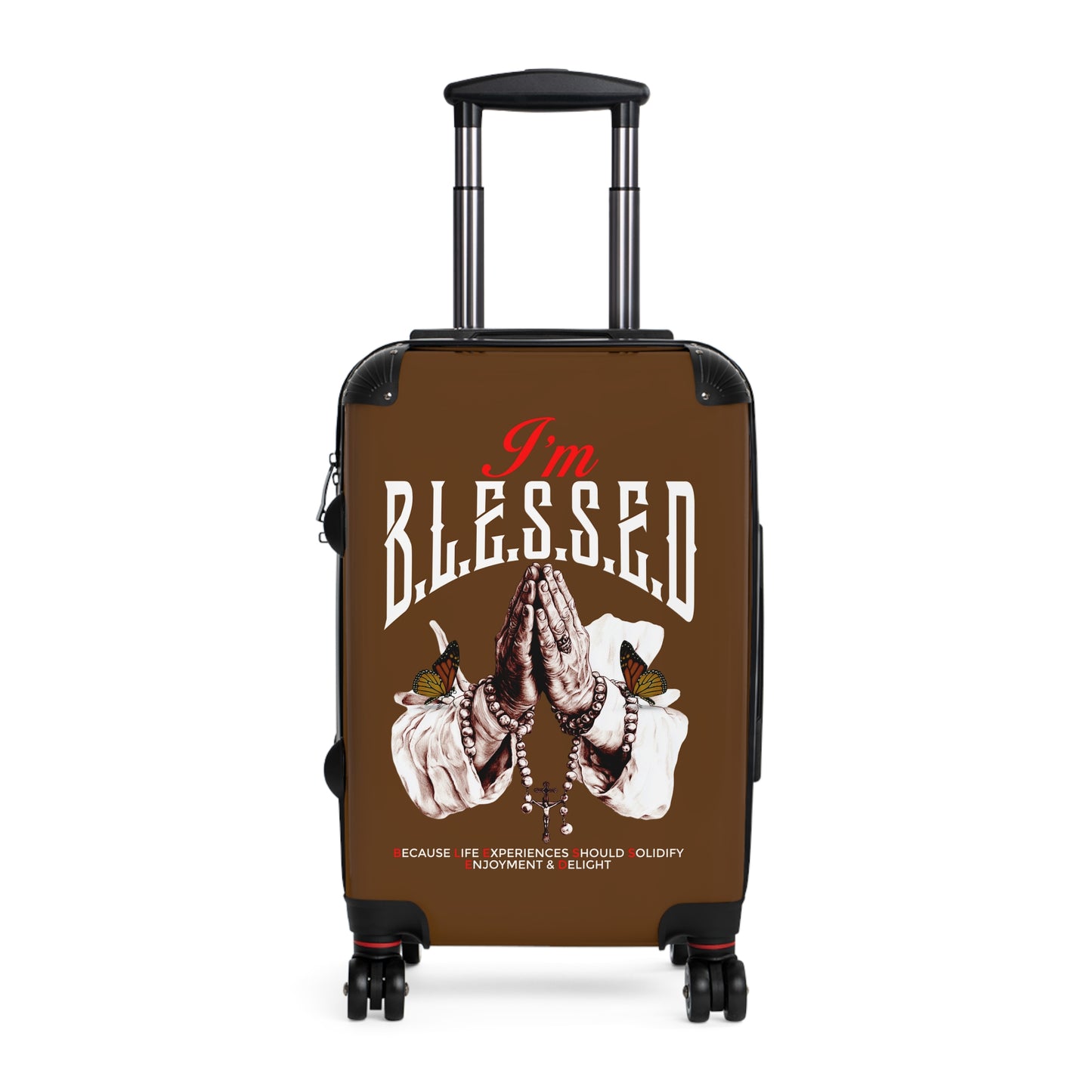 Blessed Suitcase - Travel Luggage, Inspirational Bag, Unique Gift for Travelers, Blessed Quote Design, Airport Ready