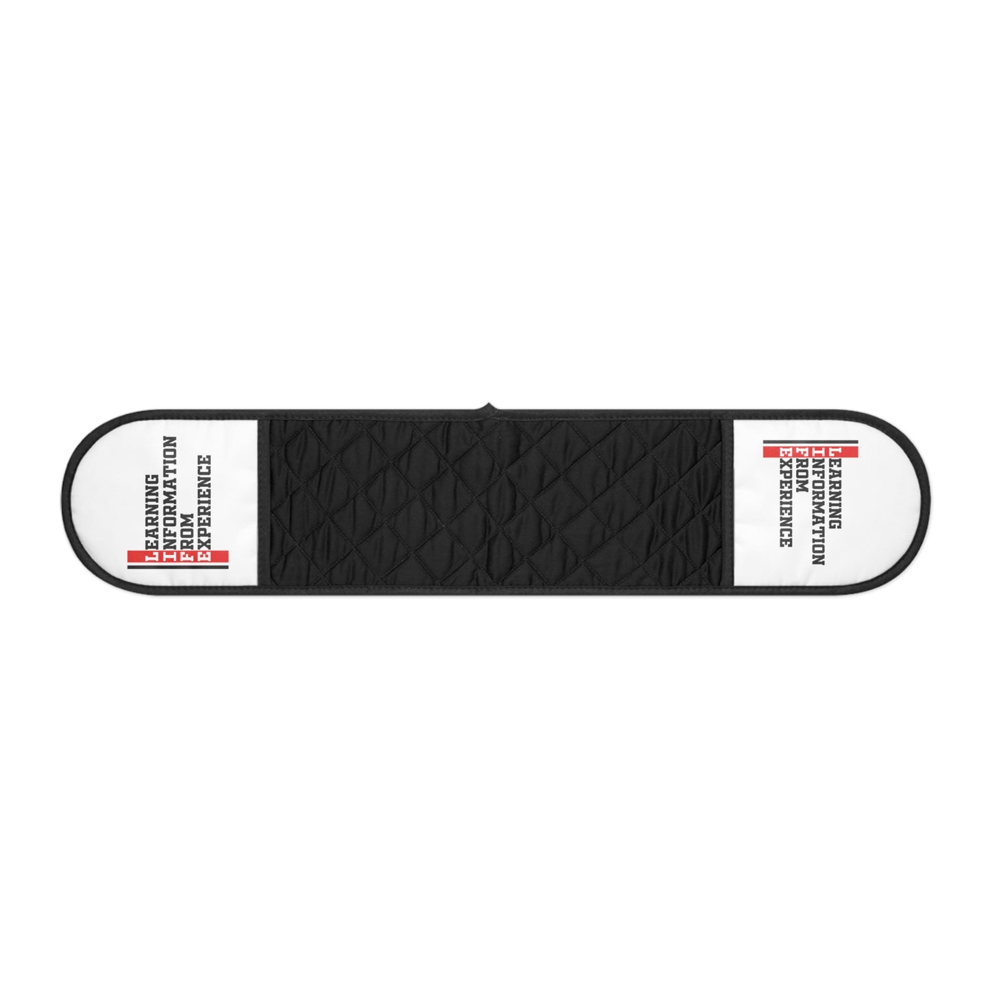 L.I.F.E. Double Oven Mitt - Black Quilted Pot Holder with Typographic Accent