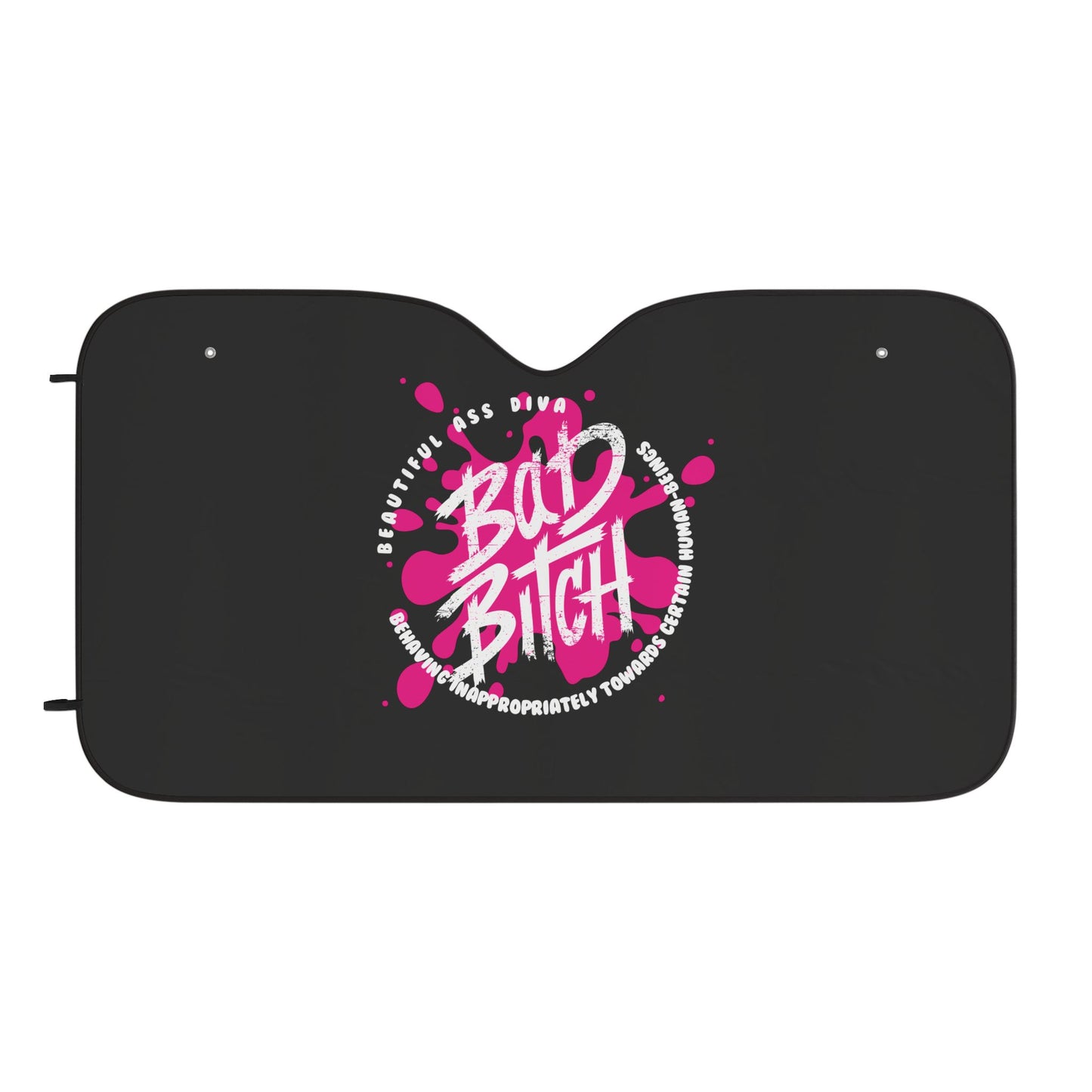 Car Sun Shade — "Bad Bitch" Bold Pink Graphic Windshield Protector