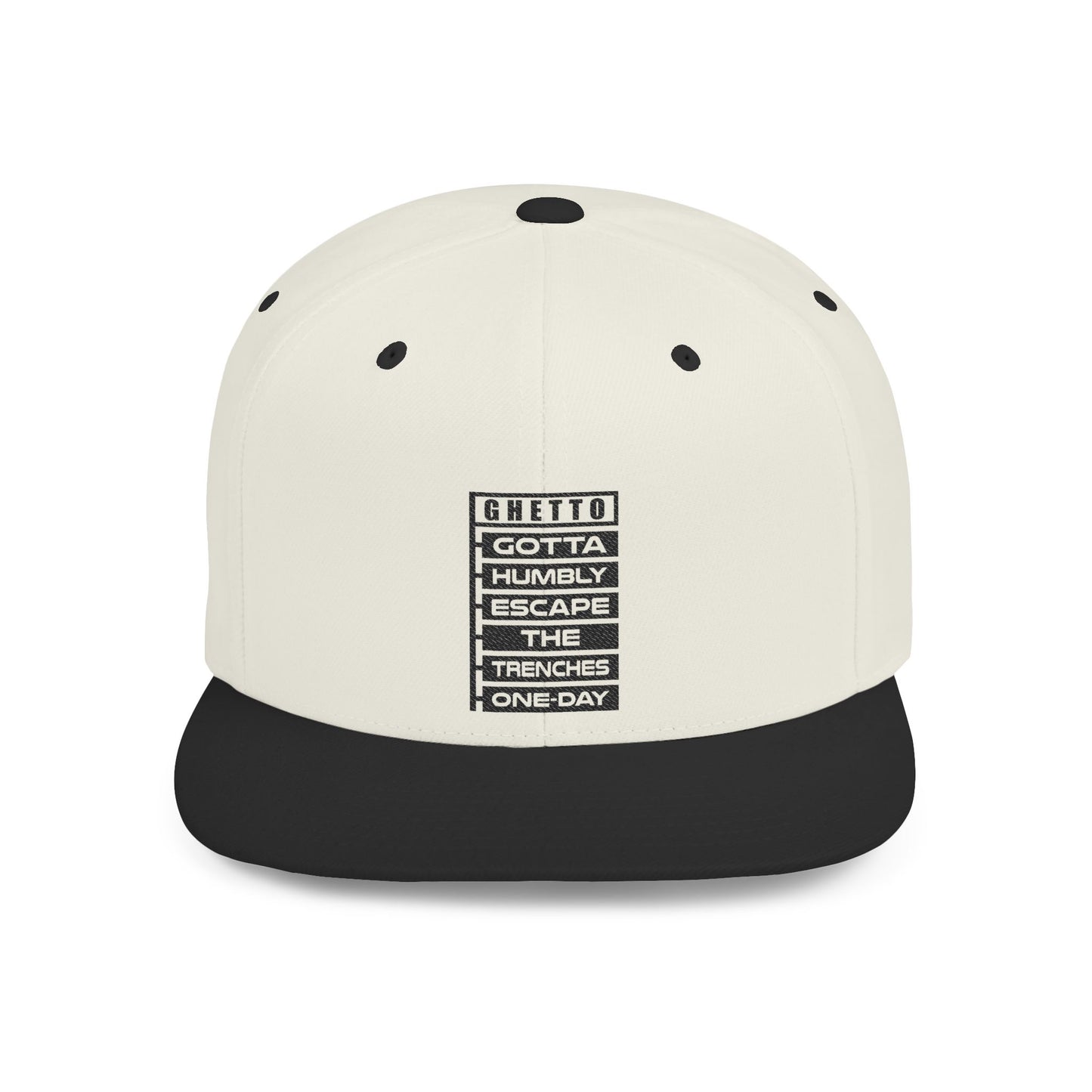 G.H.E.T.T.O. Stylish Flat Bill Snapback Hat, Streetwear Cap for Casual Outings