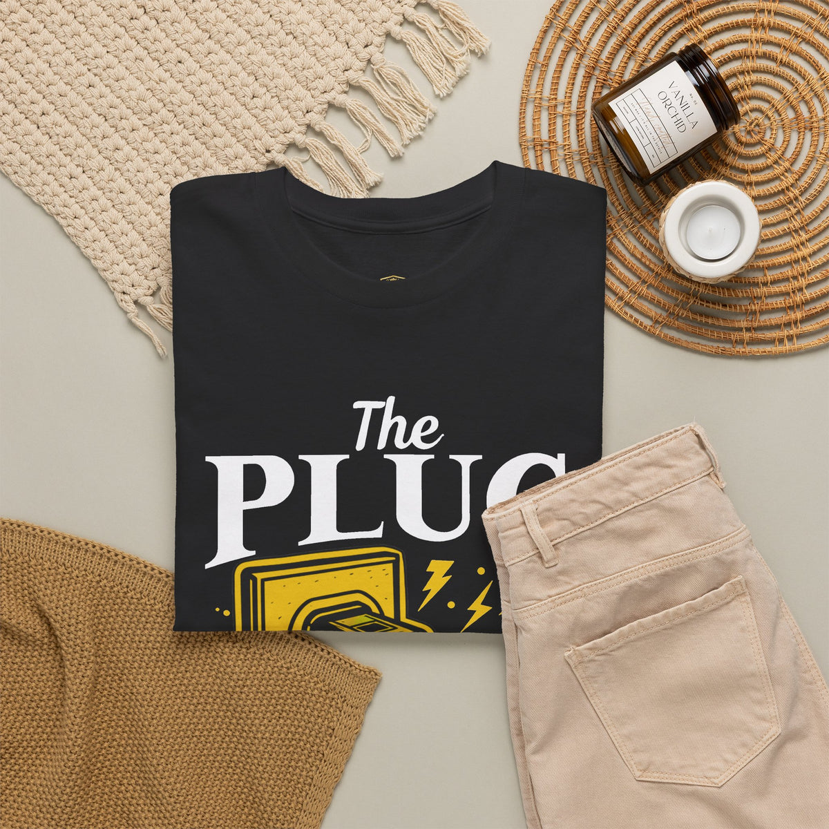 The Plug Graphic Tee — Retro Electric Plug Design