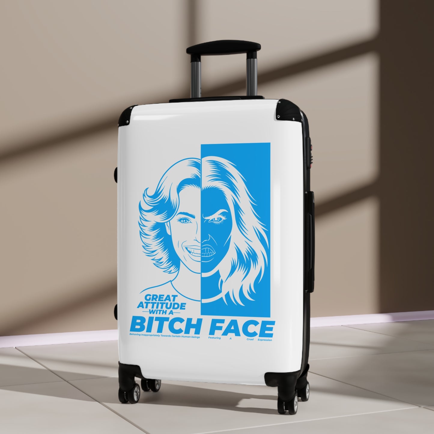 Resting Bitch Face Suitcase, Trendy Luggage, Stylish Travel Bag, Vacation Gear, Gift for Travelers, Fun Travel Accessory