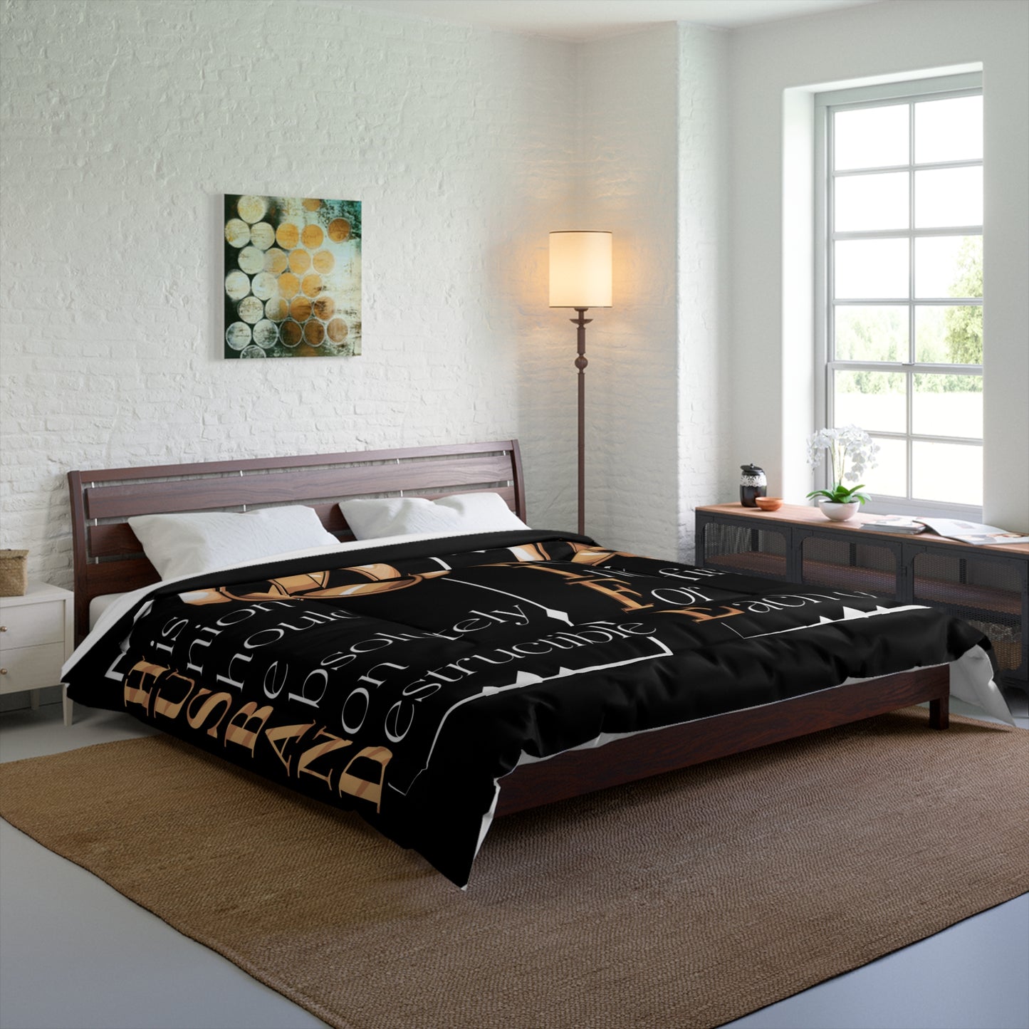 H.U.S.B.A.N.D. W.I.F.E. Romantic Union Comforter - Couples Bedding for Anniversaries, Weddings, Engagements, Home Decor, Gift for Spouses