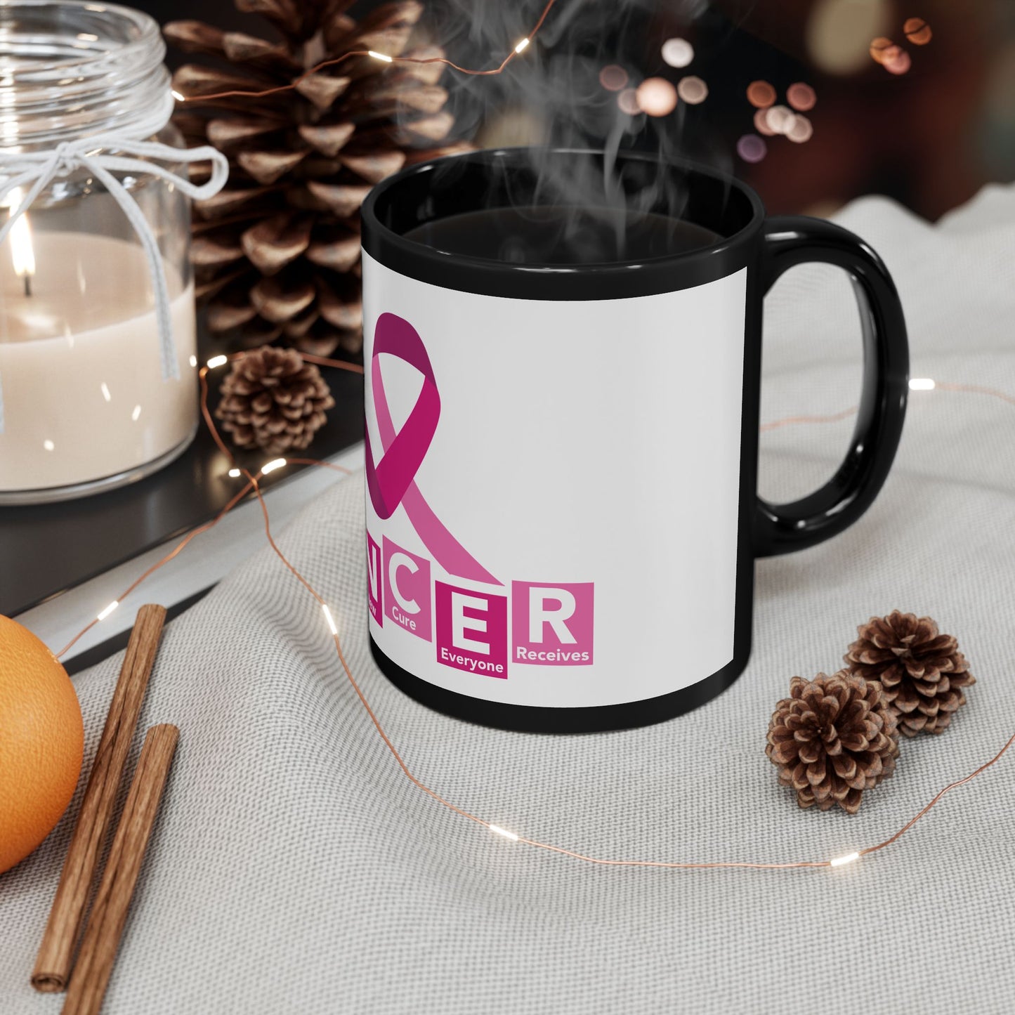 C.A.N.C.E.R. (Create A New Cure Everyone Receives) Empowering Cancer Awareness Mug | Support, Encouragement, Gift for Patients, Pink Ribbon, Hope & Strength