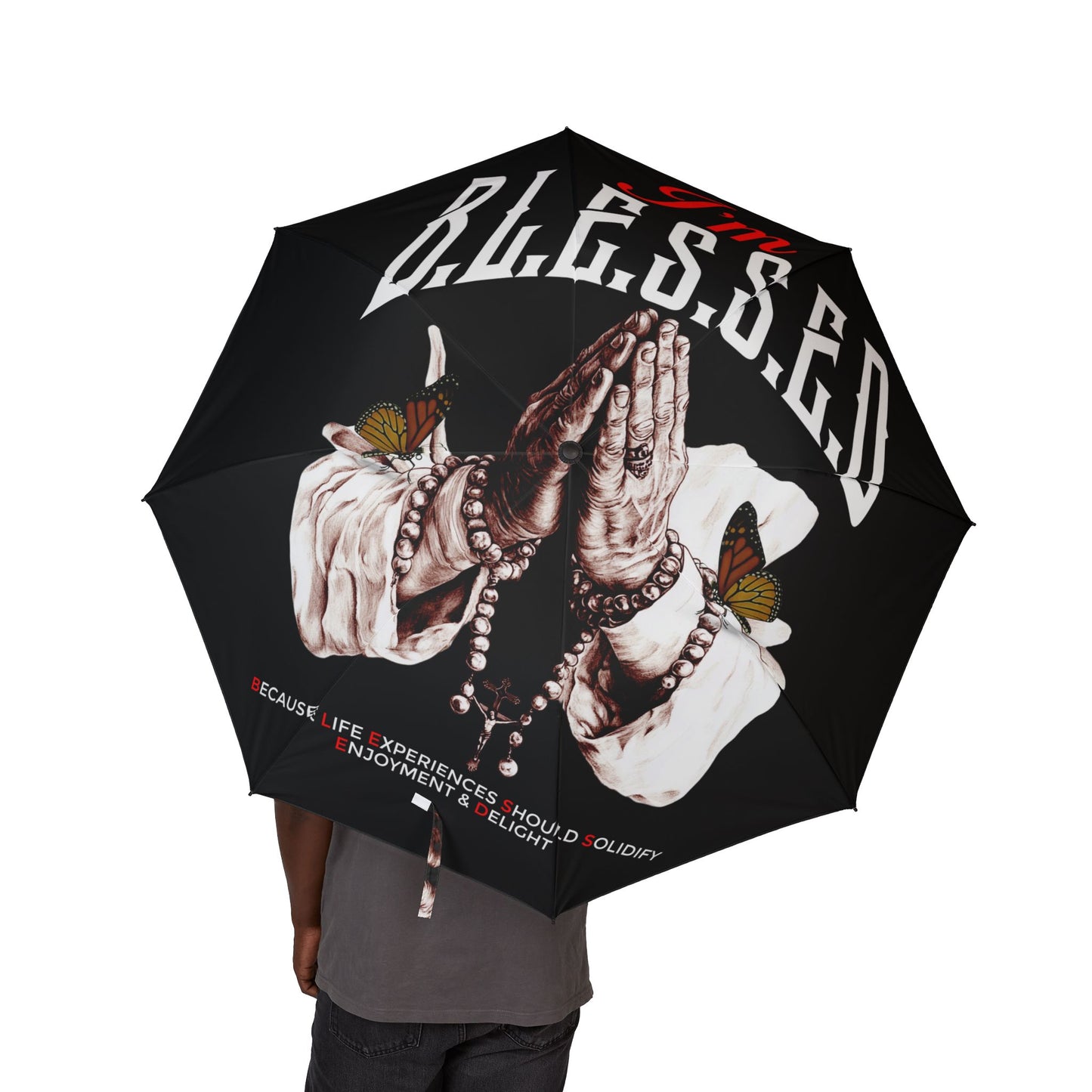 Foldable Umbrella — Gothic Skull & Butterfly Compact Rain Umbrella