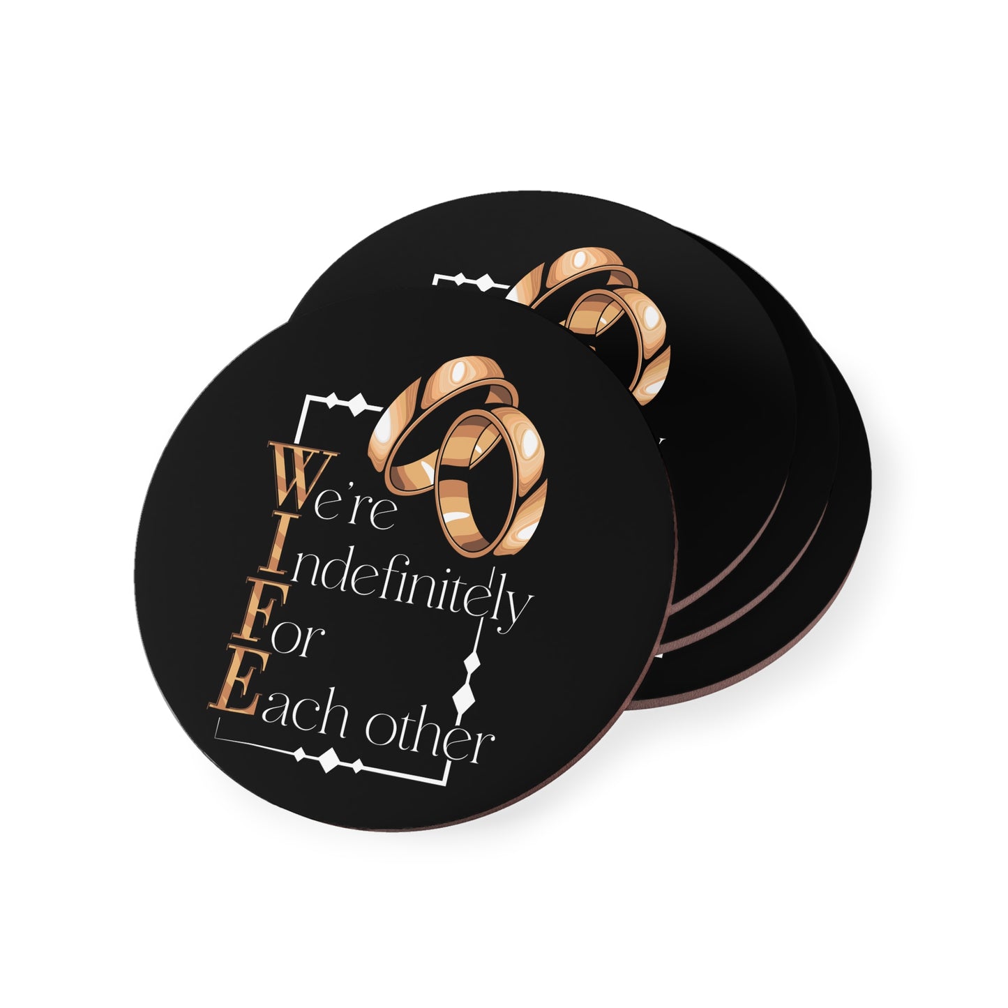 Wife "We're Indefinitely For Each Other" Coasters – Wedding & Anniversary Drink Coaster Set