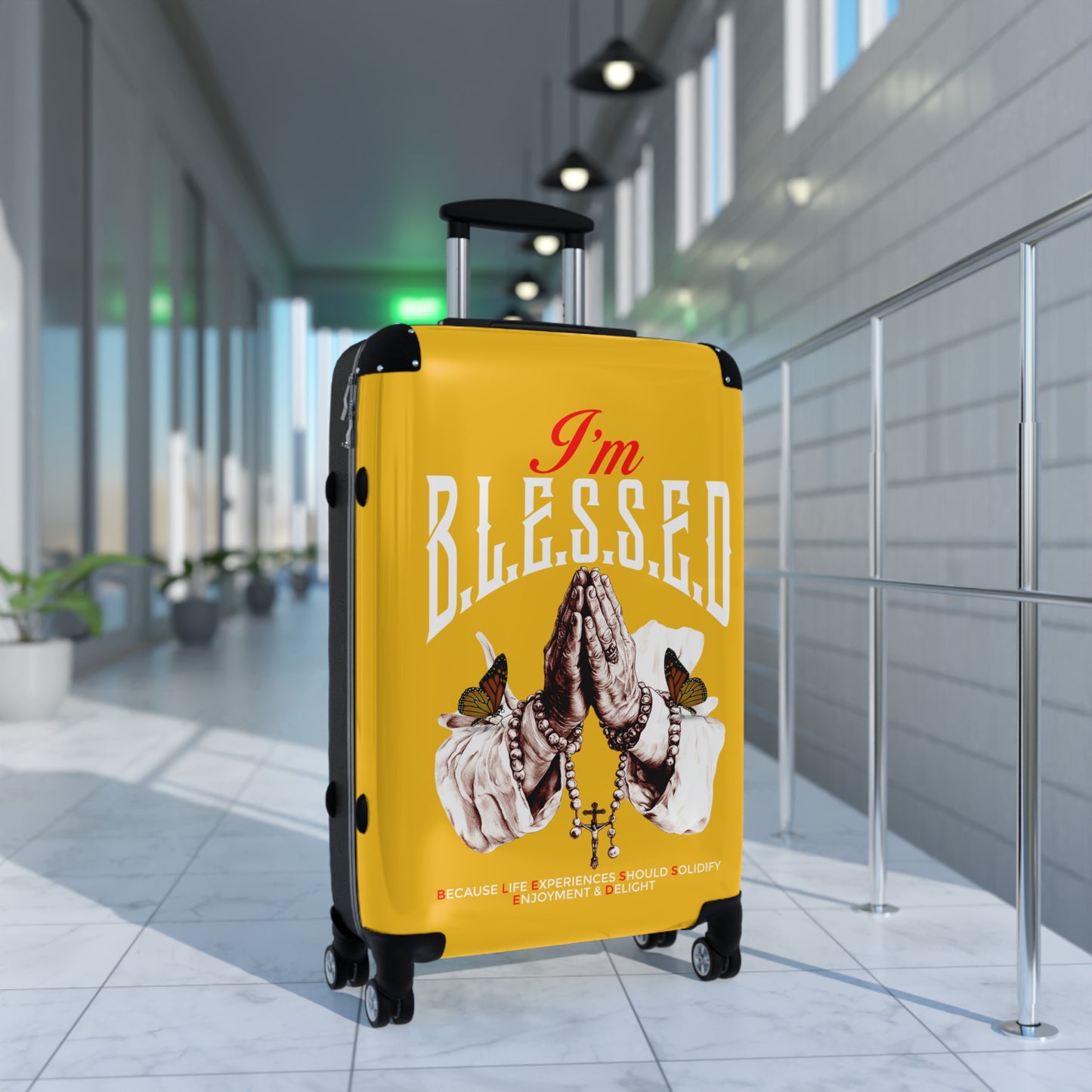 Blessed Travel Suitcase - Stylish Luggage with Inspirational Design, Carry-On Bag, Travel Accessory, Gift for Travelers, Vacation Essentials