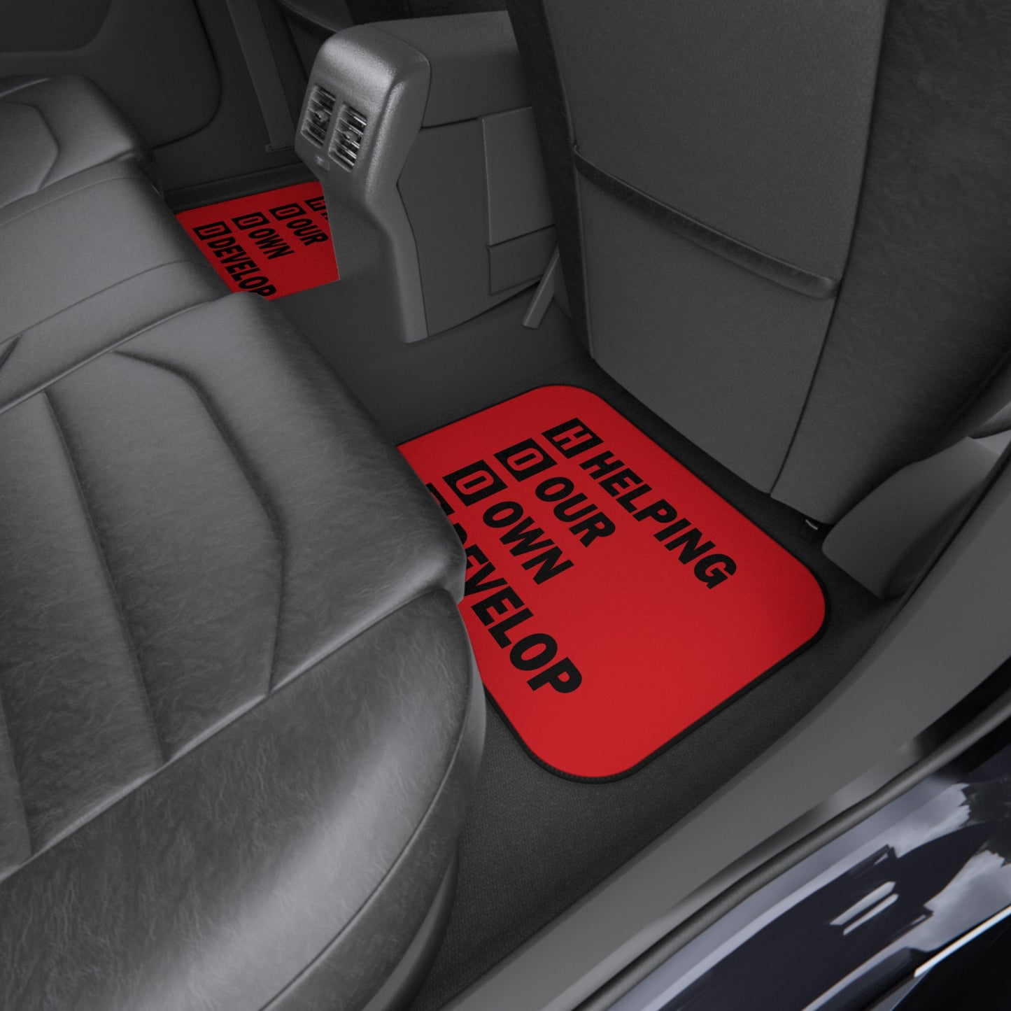 Car Mats — Red "H.O.O.D. Helping Our Own Develop" Floor Mat Set (4-Piece)