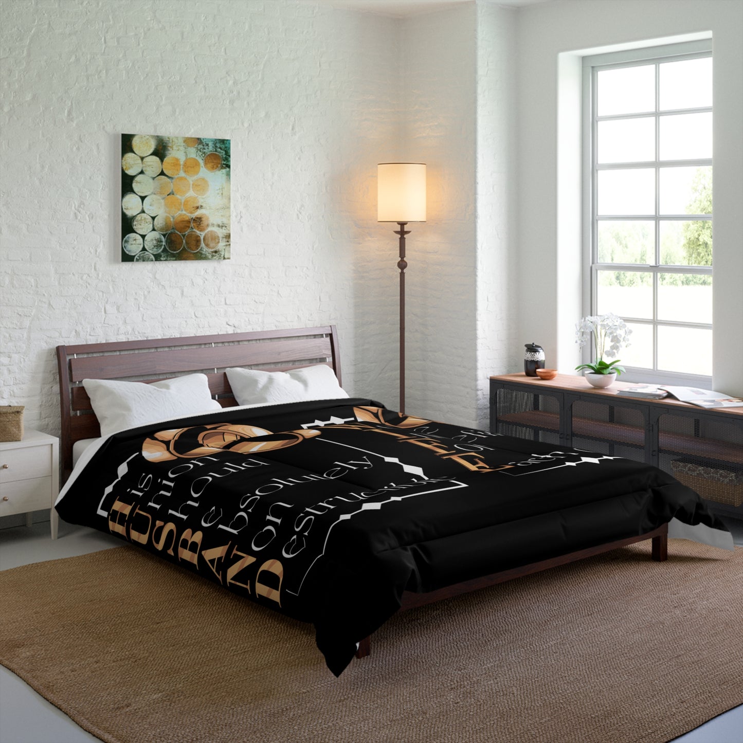 H.U.S.B.A.N.D. W.I.F.E. Romantic Union Comforter - Couples Bedding for Anniversaries, Weddings, Engagements, Home Decor, Gift for Spouses