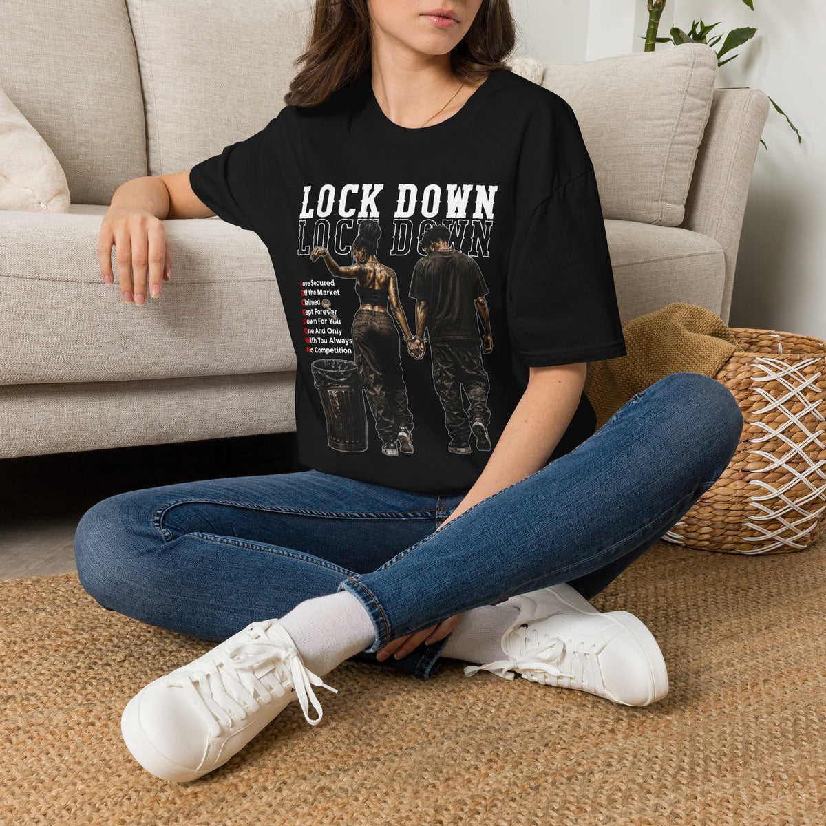 Lock Down Graphic T-Shirt — Holding Hands Street Art Design