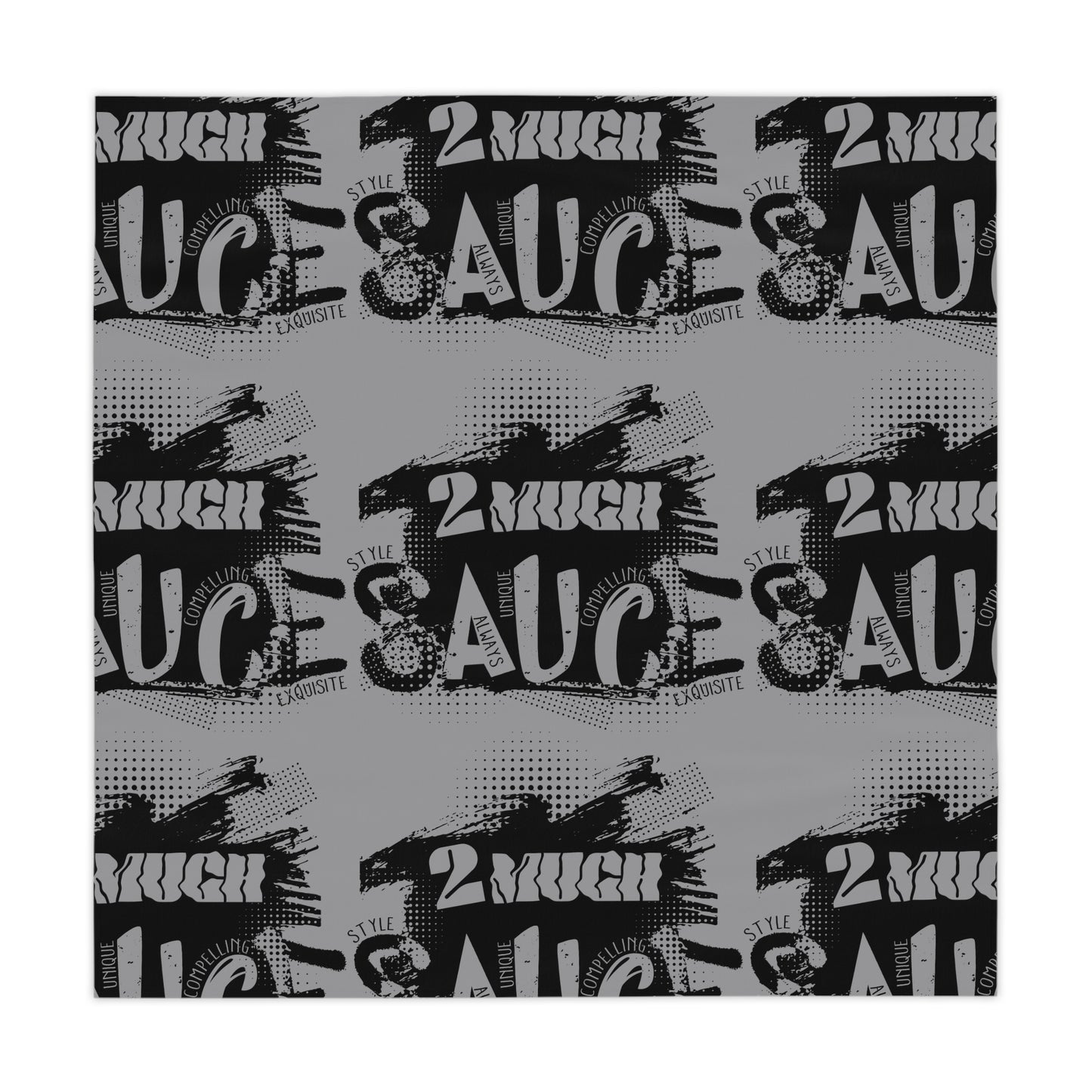Graffiti '2 Much Sauce' Black & Gray Tablecloth — Urban Street Art Table Cover