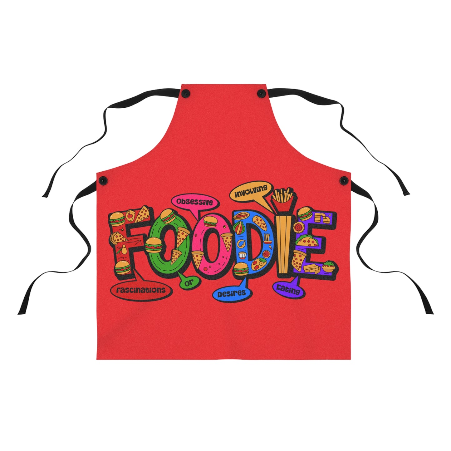 Foodie Apron – Colorful Graphic Chef Apron with Fun Food Icons