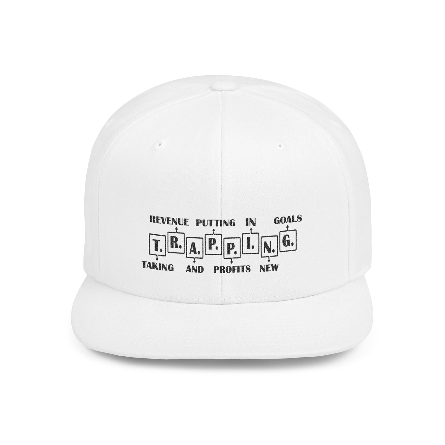 T.R.A.P.P.I.N. Flat Bill Snapback Hat - Trapping Goals, Perfect for Entrepreneurs