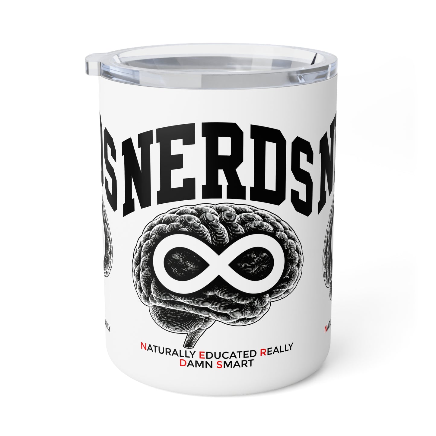 Insulated Coffee Mug — "NERDS" Brain Infinity Design | Funny Smart Teacher Gift