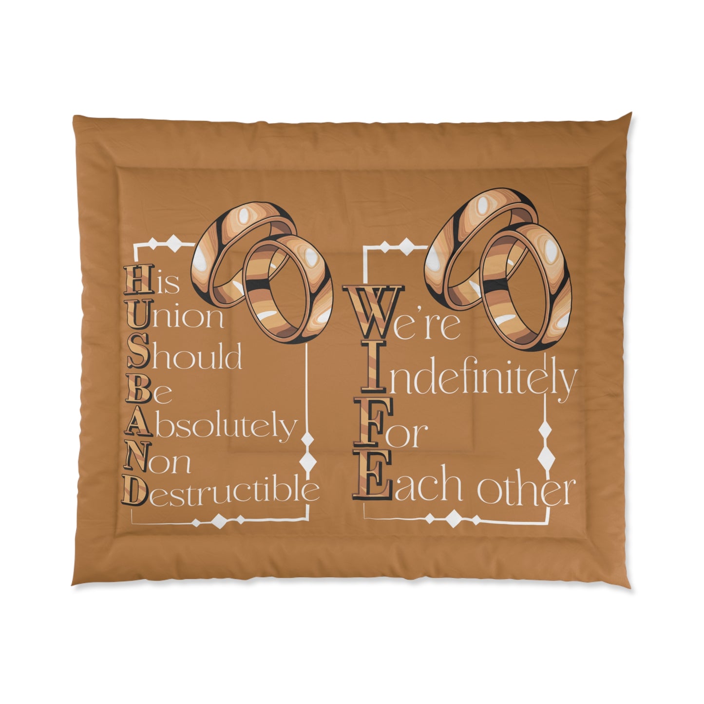 H.U.S.B.A.N.D. W.I.F.E. Wedding Comforter | Indestructible Love Bedding, Marriage Gift, Anniversary Decor, Relationship Comforter, Couples Bedroom