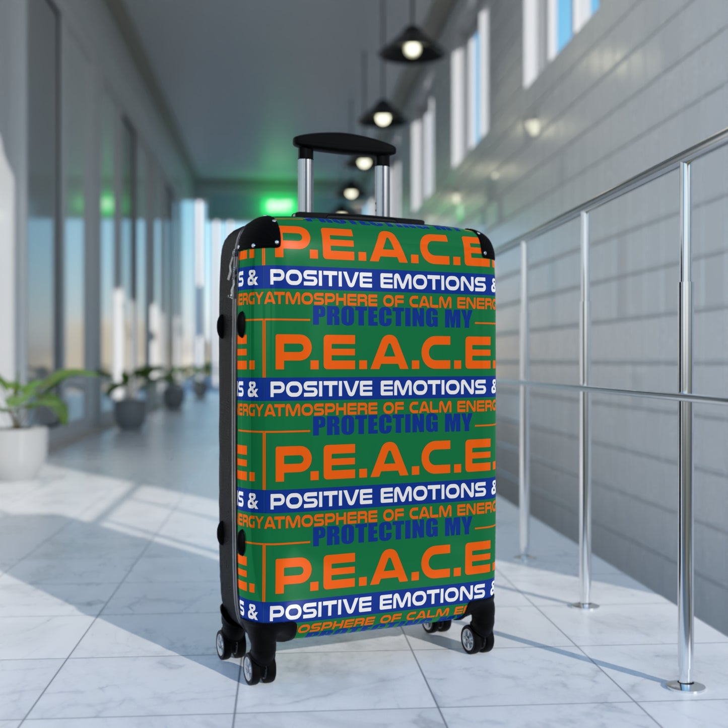 Protecting My PEACE l Vibes Suitcase | Travel Luggage for Stress-Free Journeys, Positive Emotions, Adventure, Gifts for Travelers