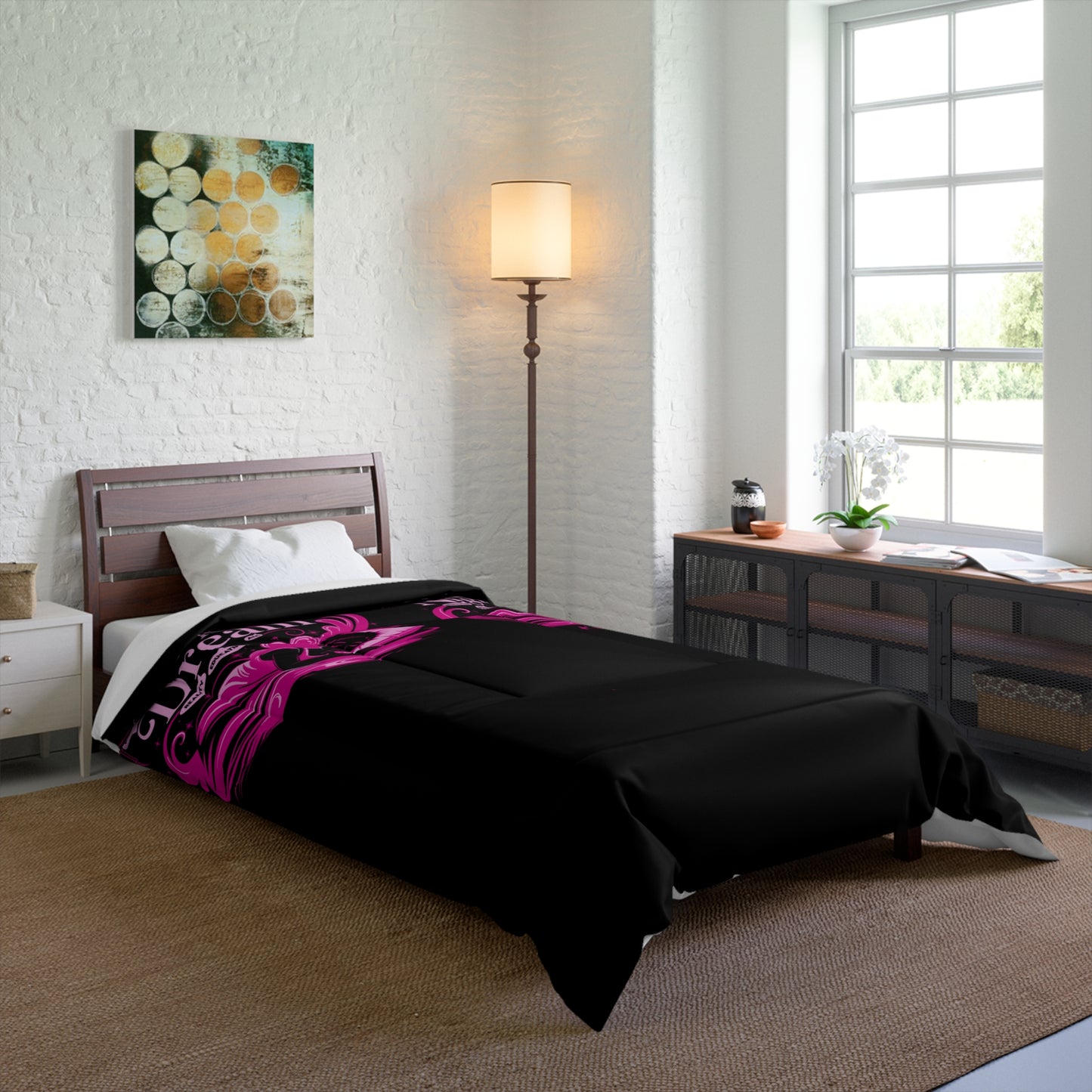 Life Is A Dream Comforter, Cozy Bedding Set, Gothic Home Decor, Boho Bedroom, Halloween Textile, Gift for Dreamers