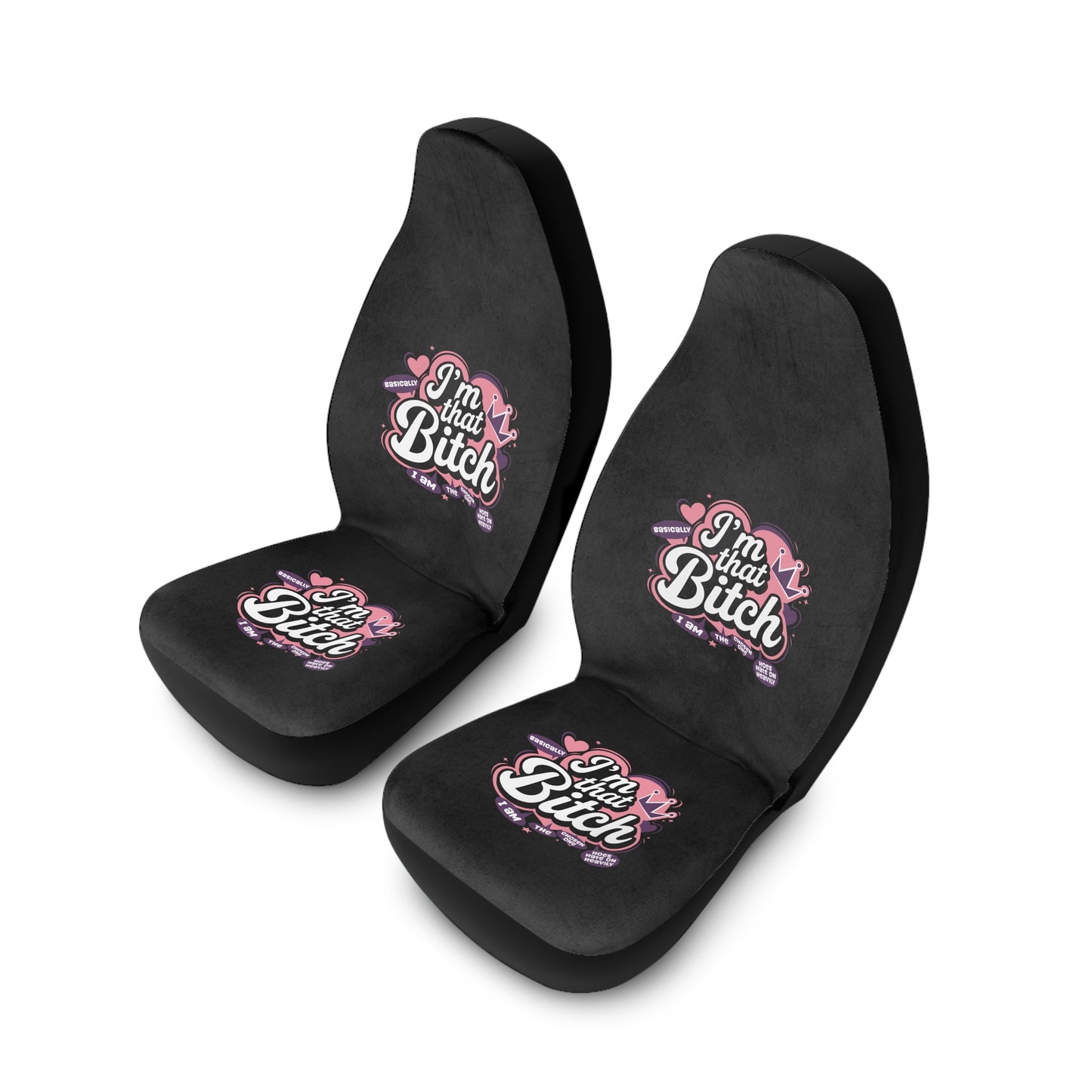 Car Seat Covers — "I'm That Bitch" Black Polyester Auto Seat Covers