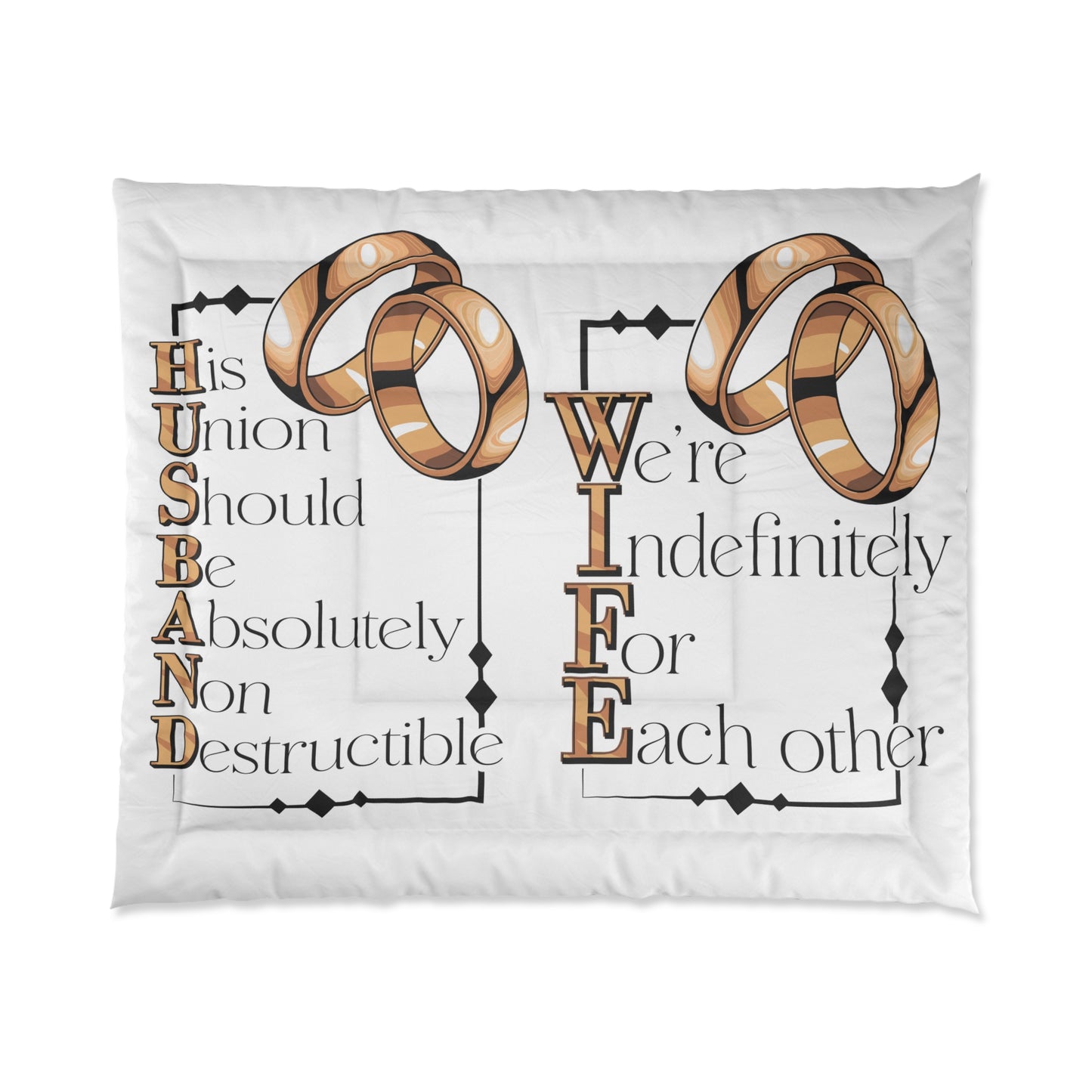 H.U.S.B.A.N.D. W.I.F.E. Elegant Couples Comforter - Perfect Wedding Gift, Cozy Bedroom Décor, Anniversary Celebration, Home & Living