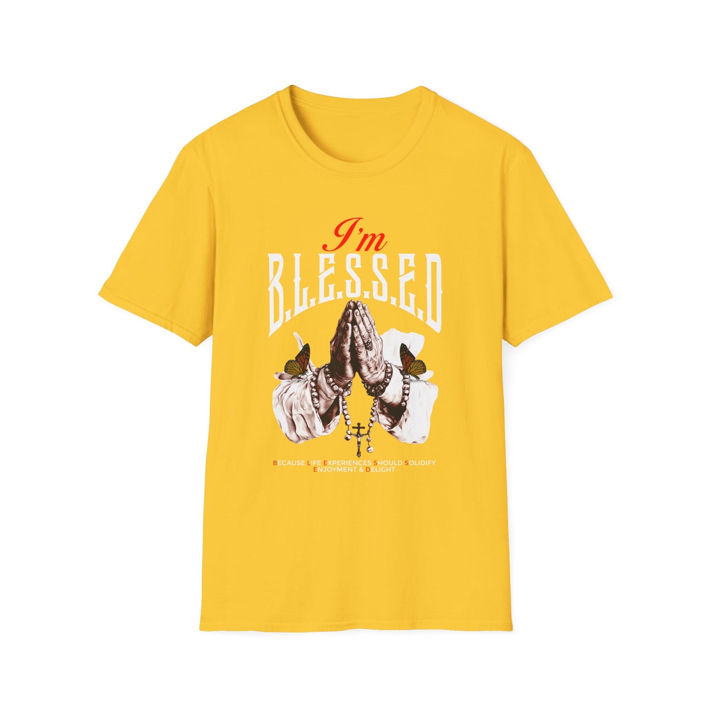 B.L.E.S.S.E.D. T-Shirt for Spirituality and Faith, Unisex Softstyle Tee