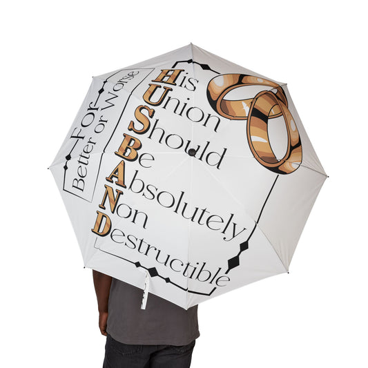 H.U.S.B.A.N.D. Wedding Rings Foldable Umbrella — ‘Union of Souls’ Semi-Automatic Rain Umbrella