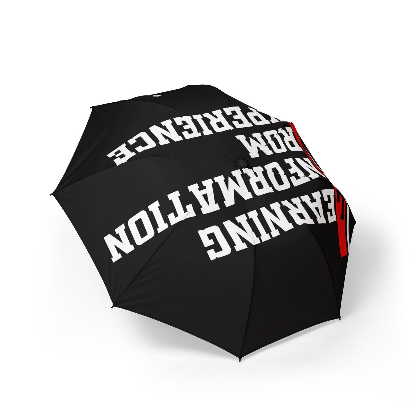 Foldable Umbrella — "Learning From Performance" Bold Black Compact Travel Umbrella