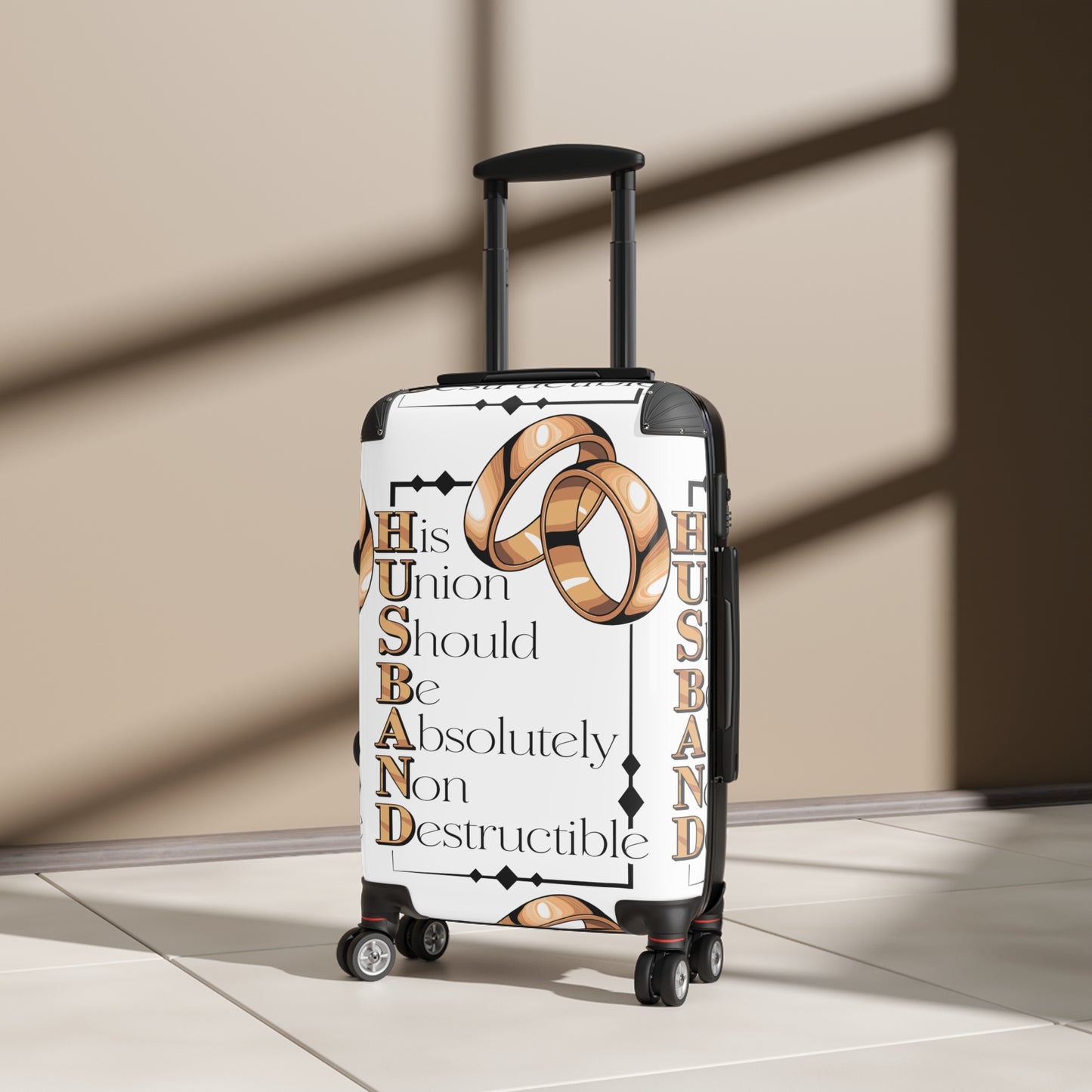H.U.S.B.A.N.D.Personalized Travel Suitcase with Inspirational Wedding Design - Perfect for Newlyweds, Honeymoon, Anniversary Gifts, Wedding Travel