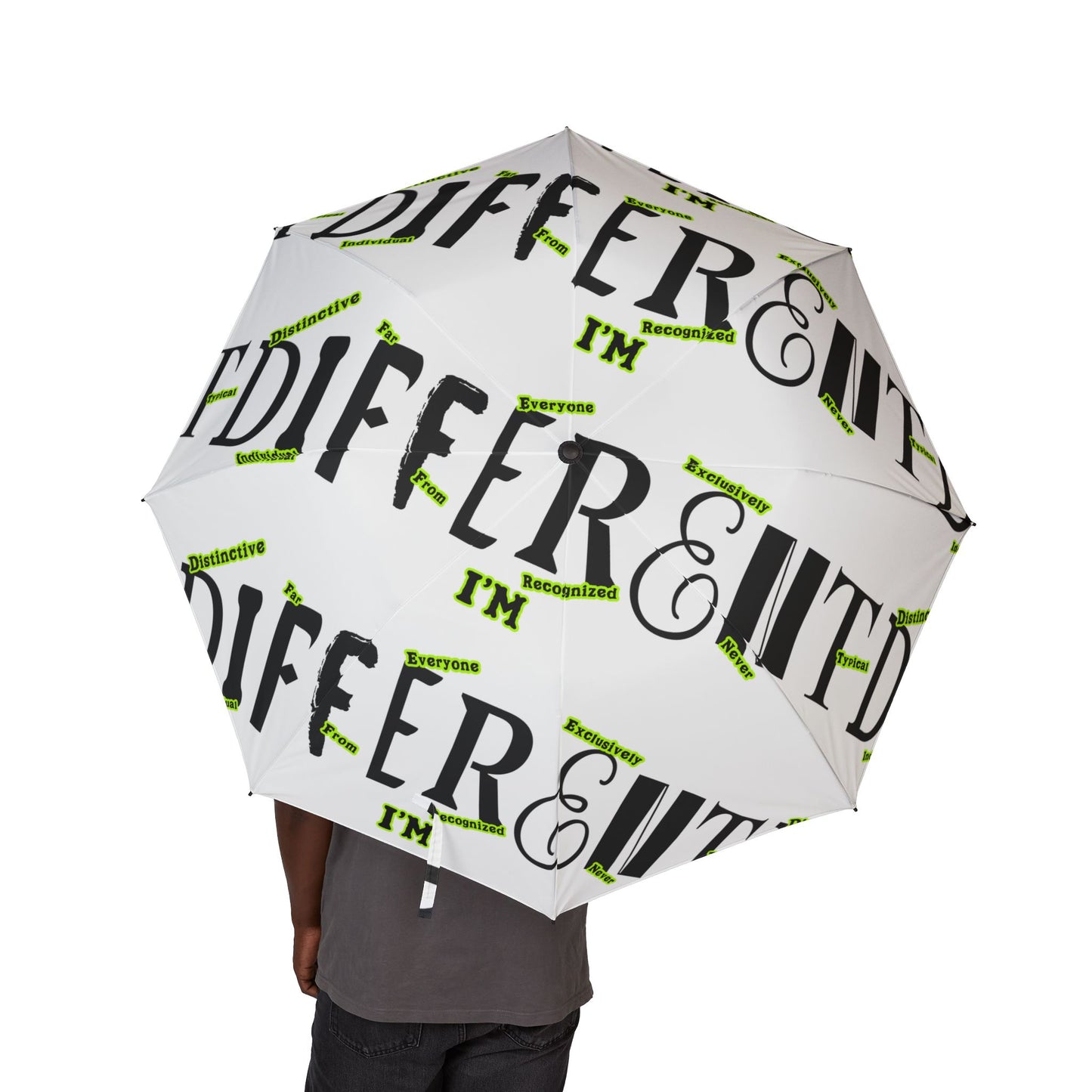I'M D.I.F.F.E.R.E.N.T. Foldable Umbrella — Bold 'Retired' Typography Design