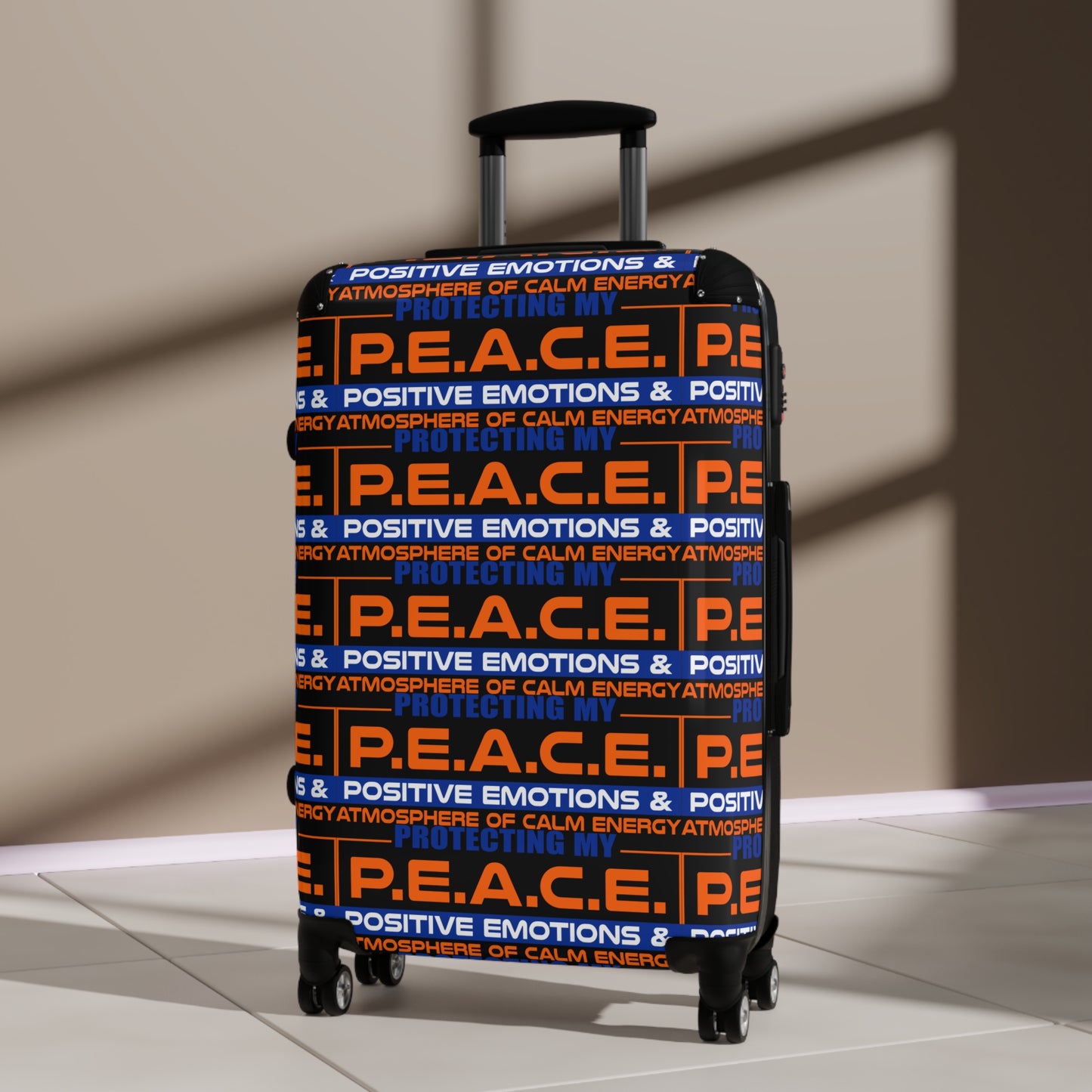 Protecting My Peace Stylish Carry-On Luggage with Motivational Design, Travel Bag for Vacation, Holiday Gifts, Peaceful Travel