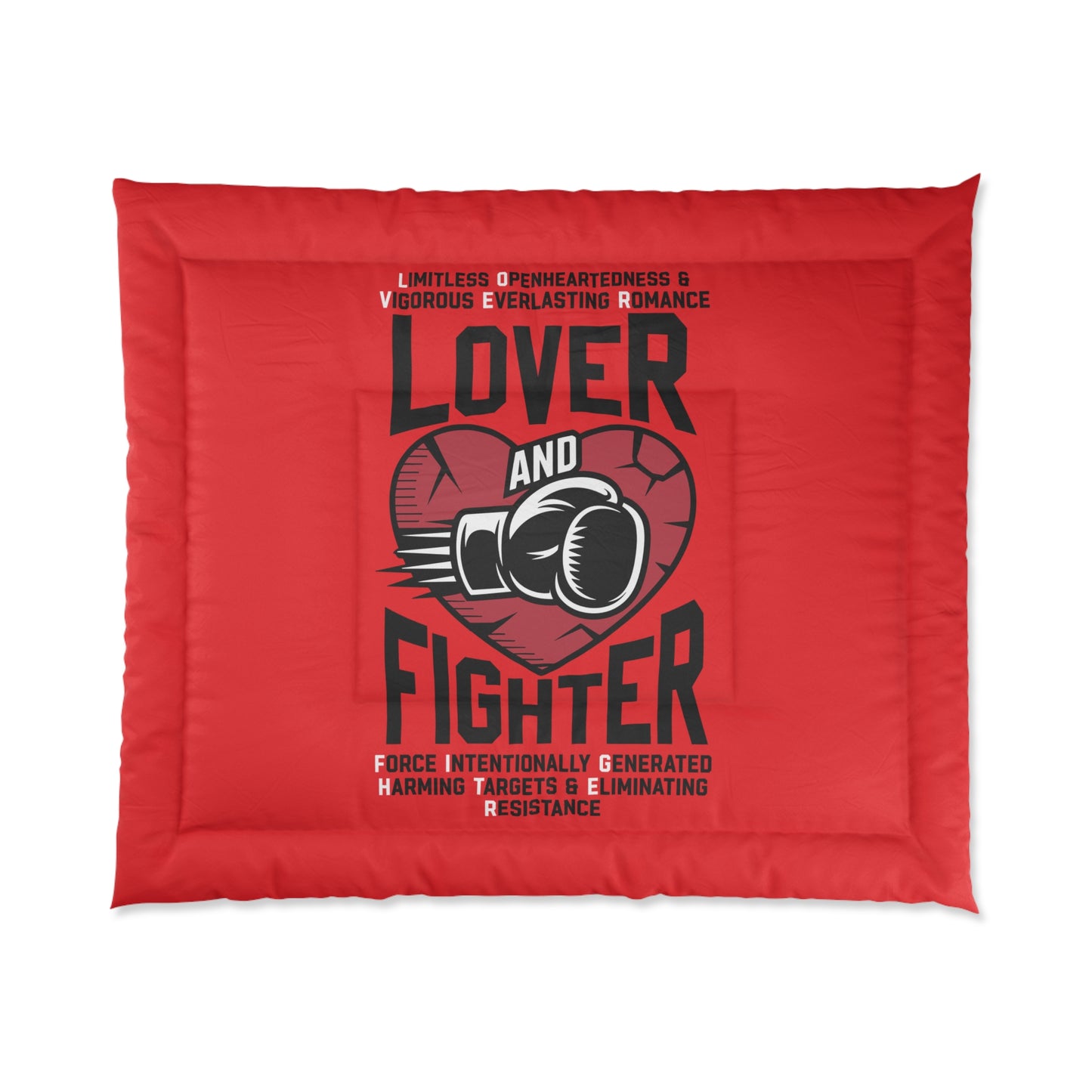 L.O.V.E.R. & F.I.G.H.T.E.R. Comforter - Bold Red Bedding for Fighters & Lovers, Bohemian Bedroom Decor, Gift for Couples, Romantic Home Accents, [...]