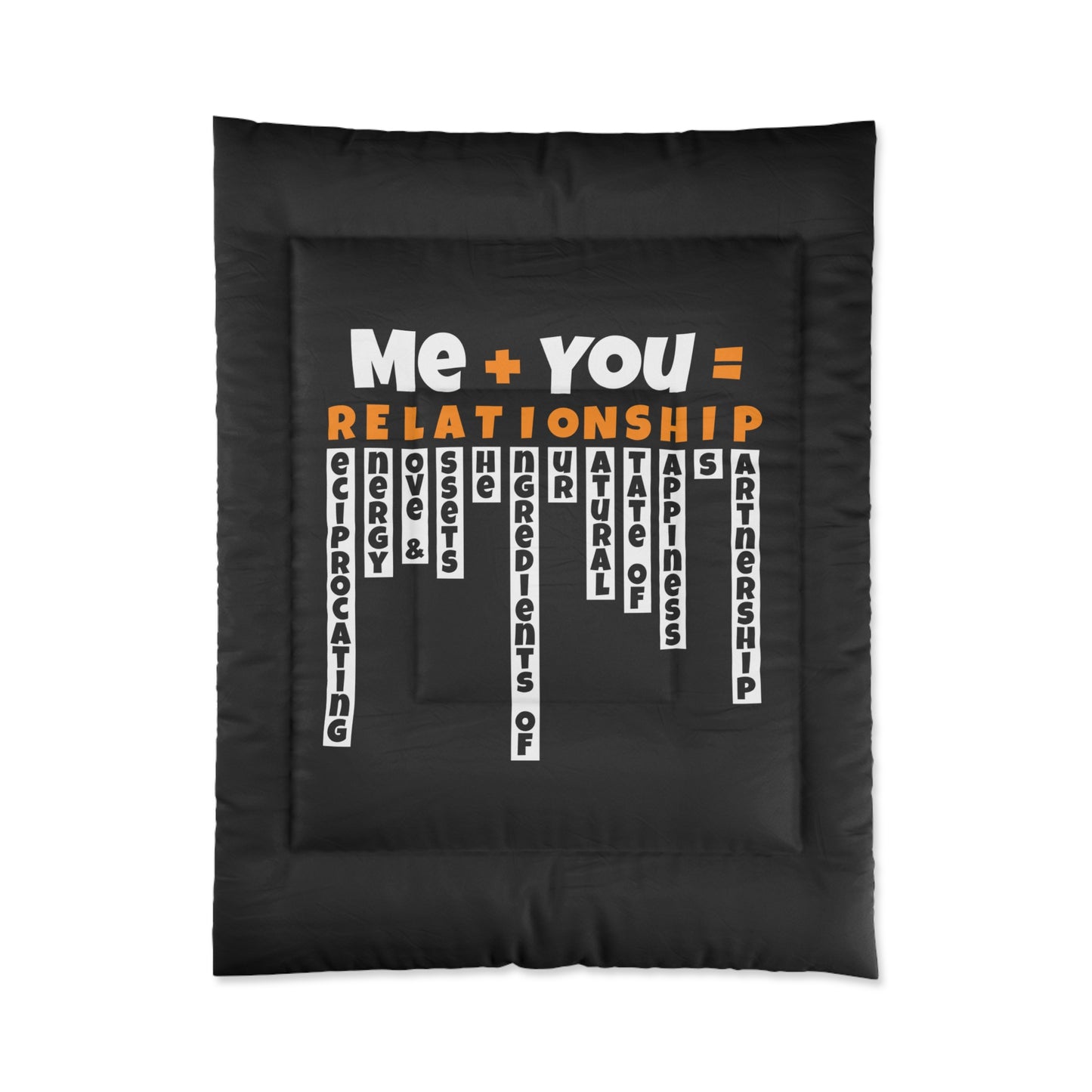 Cozy Relationship Comforter, Black Comforter for Couples, Love Themed Bedding, Valentine’s Day Gift, Romantic Bedroom Decor