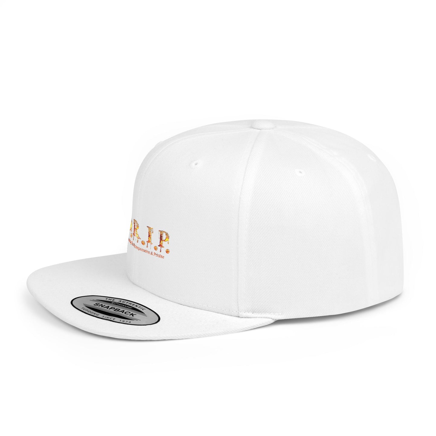D.R.I.P. Flat Bill Snapback Hat, Trendy Streetwear Cap, Cool Graphic Hat for Hip Hop Fans, Summer Accessory, Fashion Statement