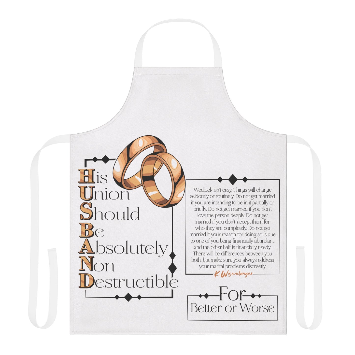 Premium Wedding Vows Apron — "His Union Should Be Absolutely Non Destructible" Decorative Cooking Apron