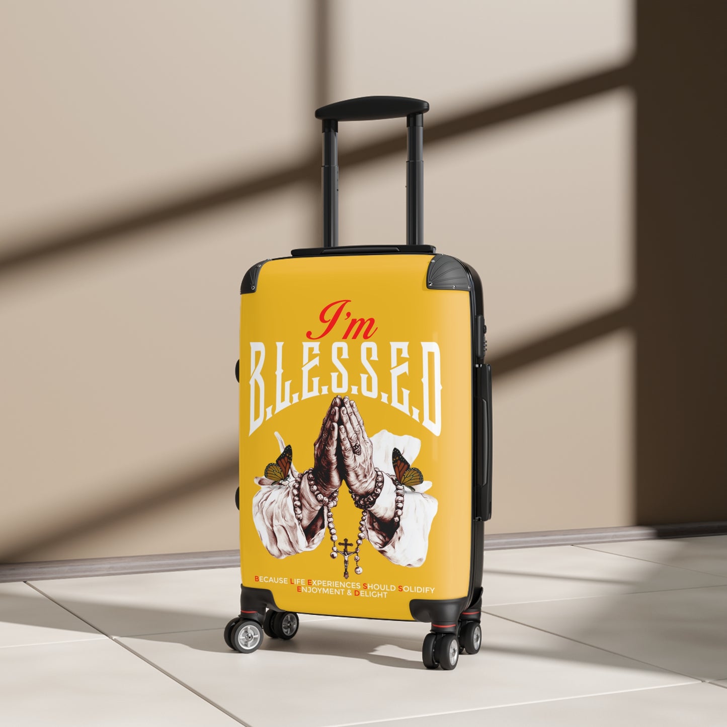 Blessed Travel Suitcase - Stylish Luggage with Inspirational Design, Carry-On Bag, Travel Accessory, Gift for Travelers, Vacation Essentials