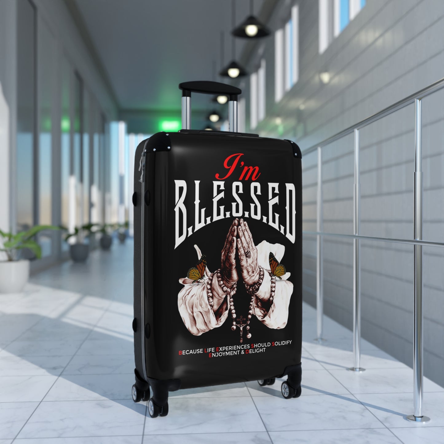 Blessed Travel Suitcase - Carry-On Luggage, Inspirational Gift, Travel Accessory, Unique Décor, Vacation Essentials, Adventure Ready